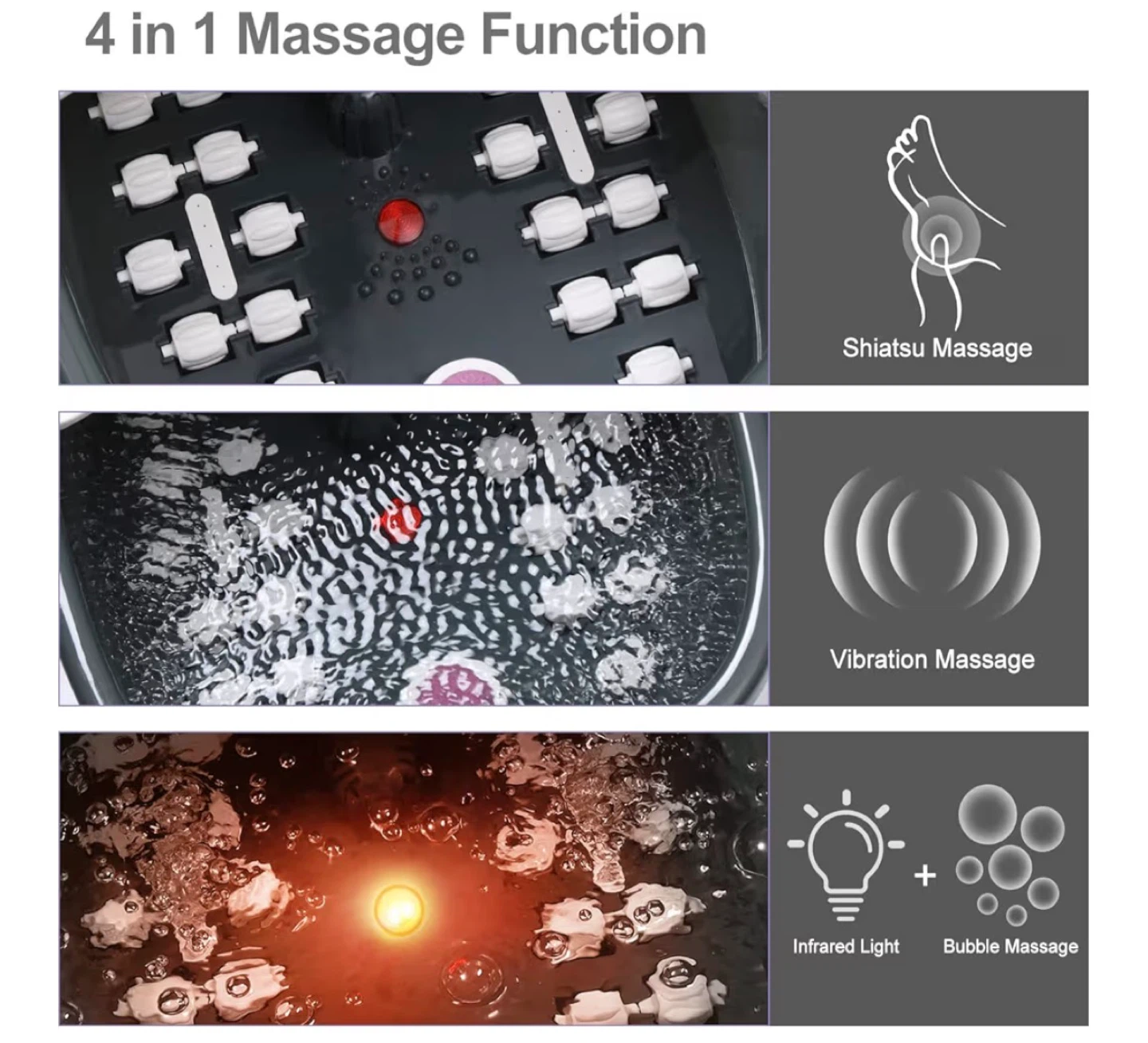 Foot Spa Bath Massager with Heat Bubbles & Vibration F75 - photo 3
