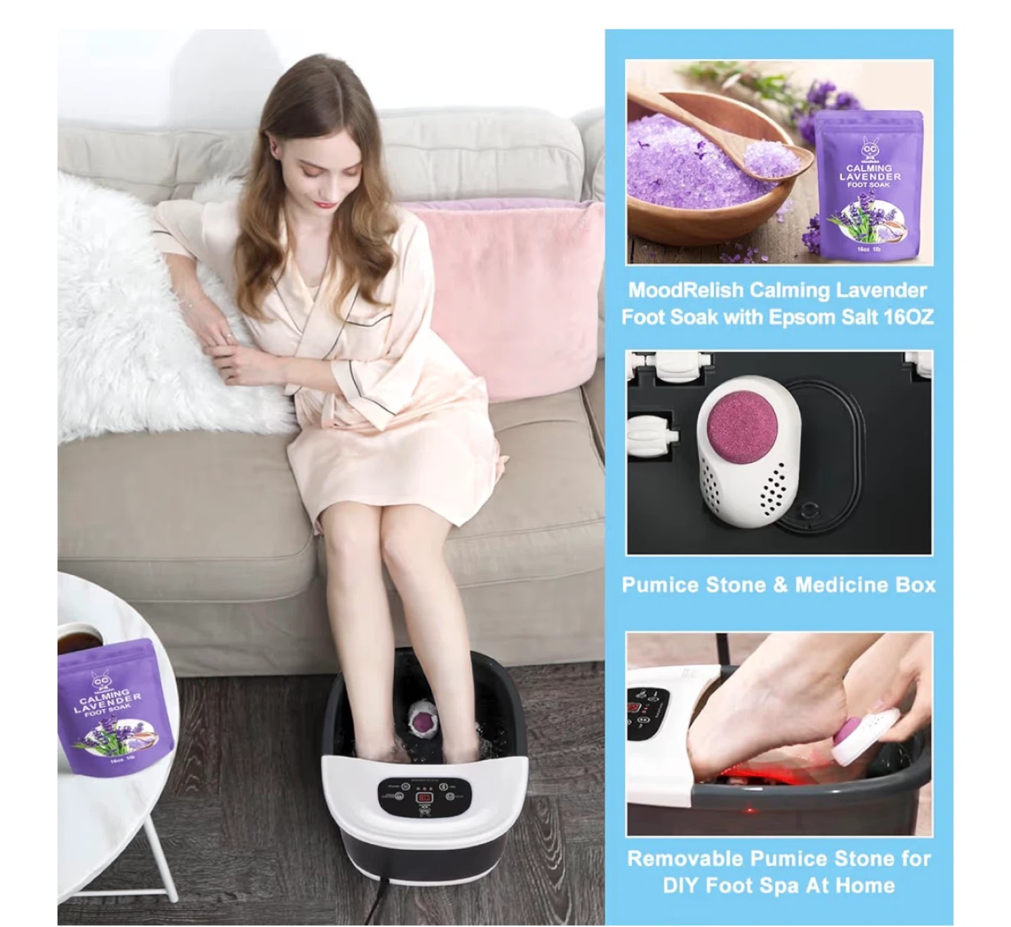 Foot Spa Bath Massager with Heat Bubbles & Vibration F75 - photo 4
