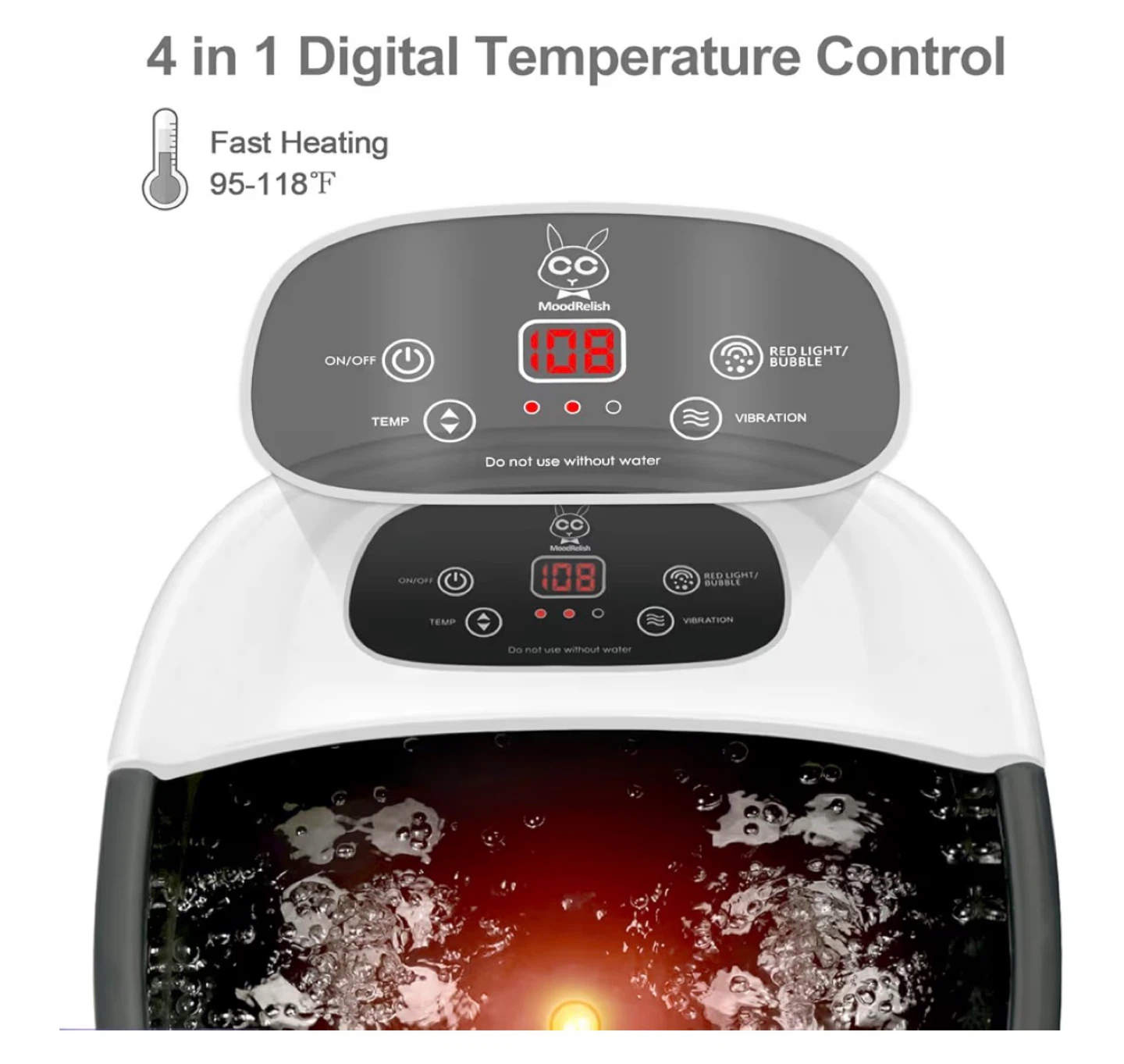 Foot Spa Bath Massager with Heat Bubbles & Vibration F75 - photo 2