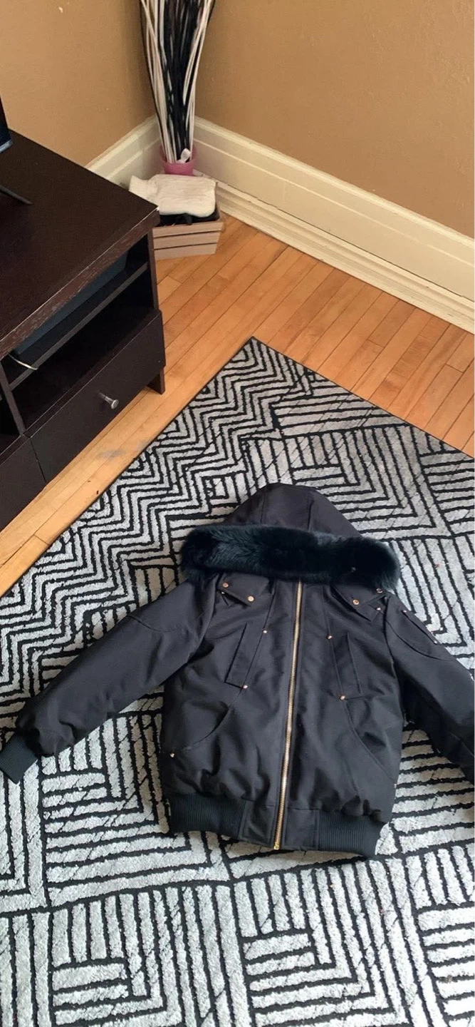 Moose Knuckles Black Bomber Jacket with Fur Hood - photo 2