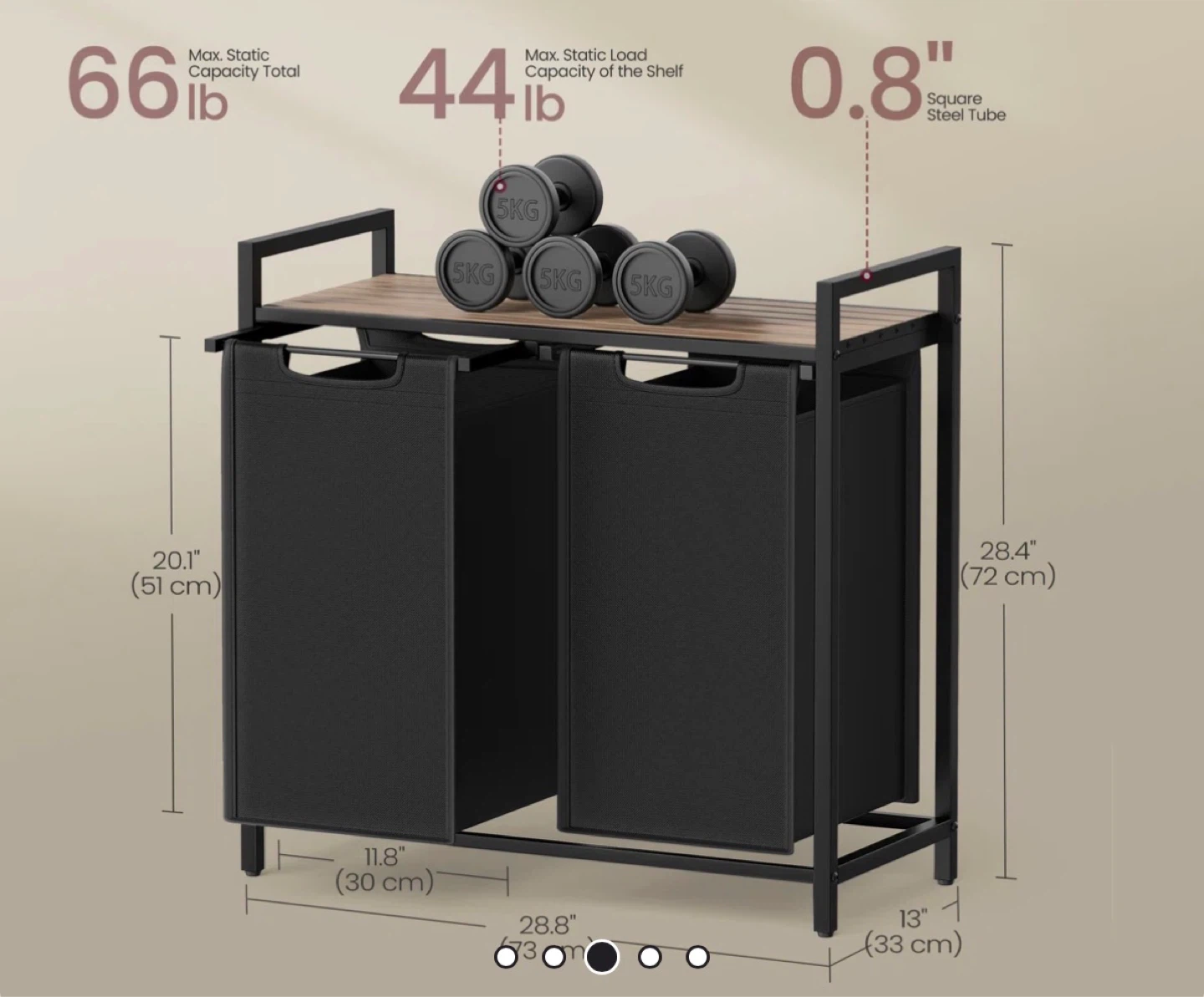 Double Laundry Hamper with Top Shelf - photo 3