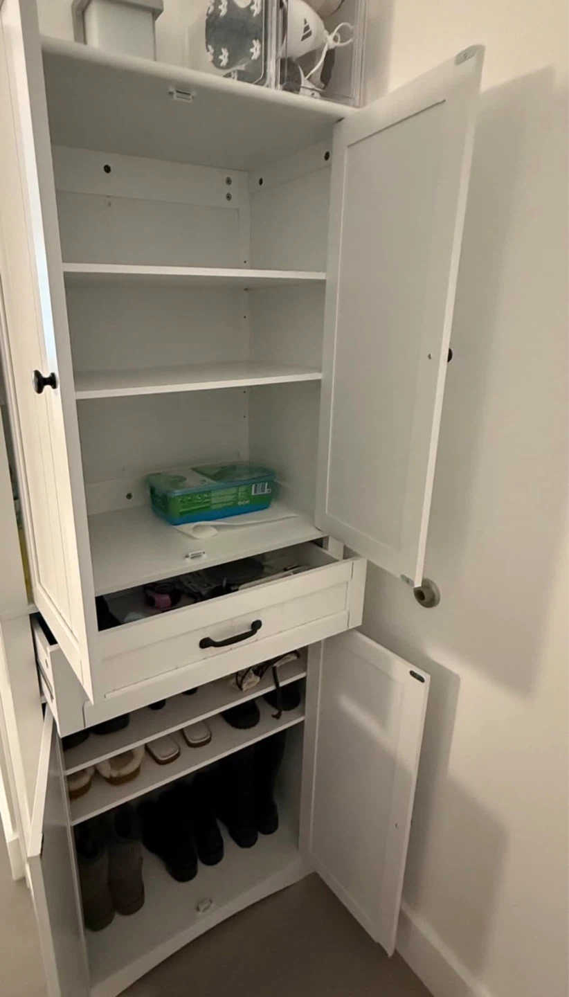 White Storage Cabinet with Doors and Drawer - photo 2