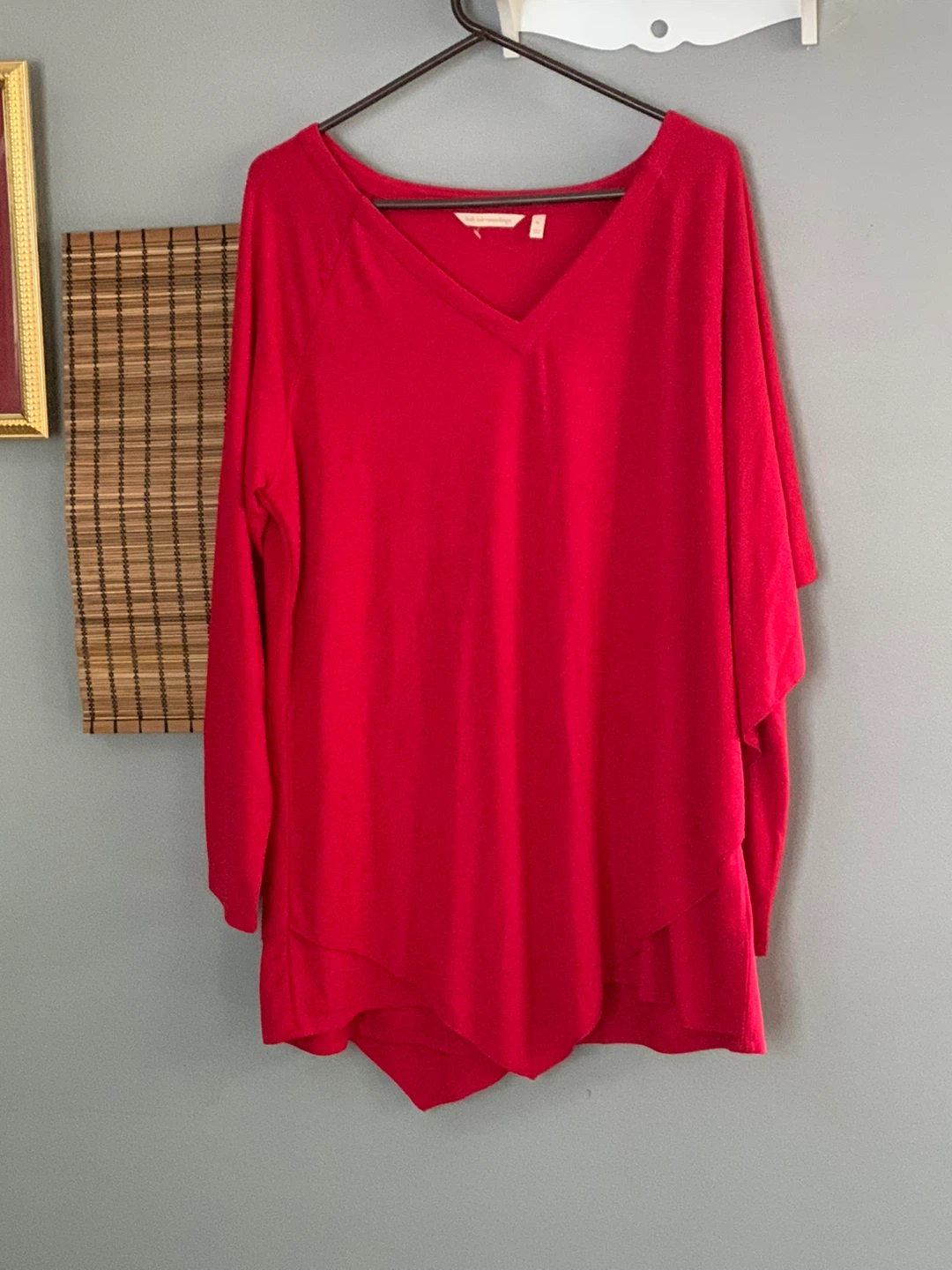Soft Surroundings Red V-Neck Sweater Top Size 1X