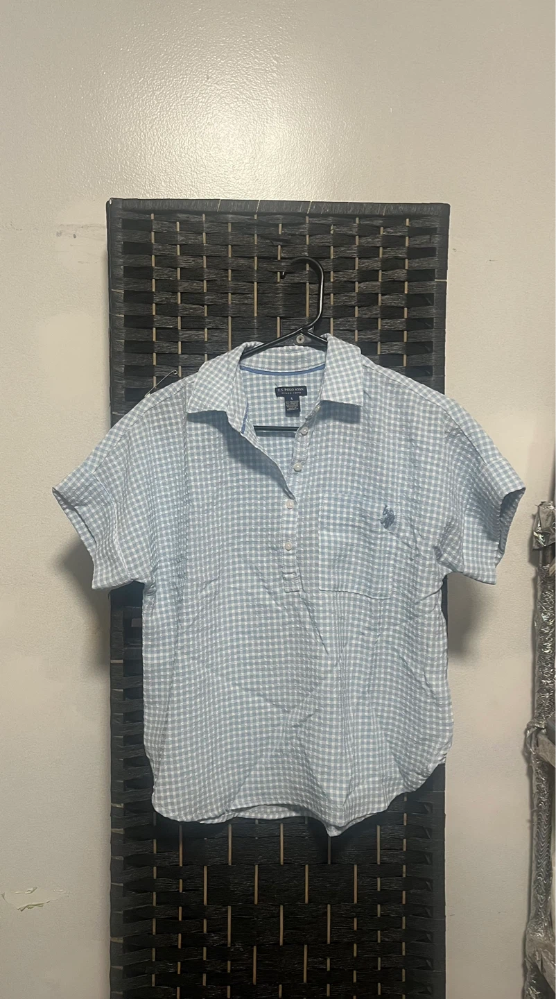 U.S. Polo Assn. Blue Gingham Short Sleeve Shirt Size S