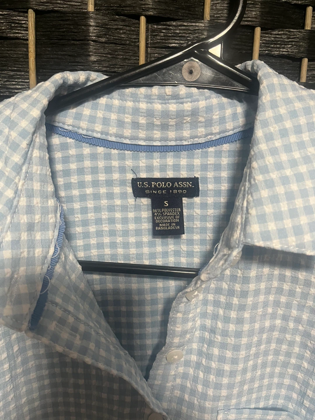 U.S. Polo Assn. Blue Gingham Short Sleeve Shirt Size S - photo 2