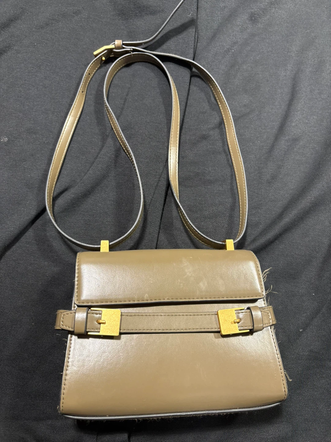Green Faux Leather Crossbody Bag