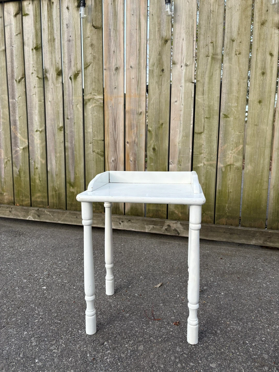 White Side Table with Raised Edges