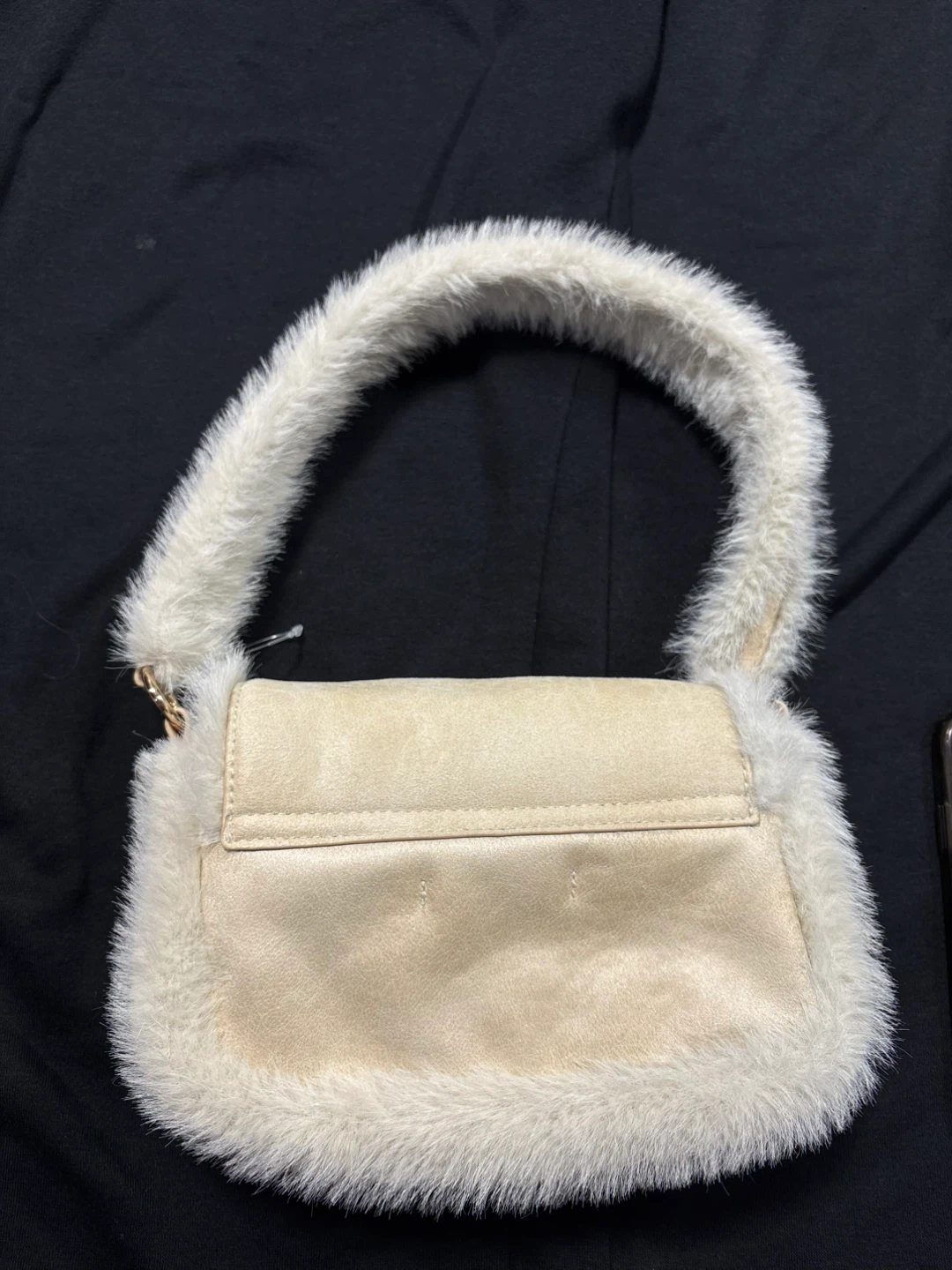 Cream Faux Fur Shoulder Bag - photo 4
