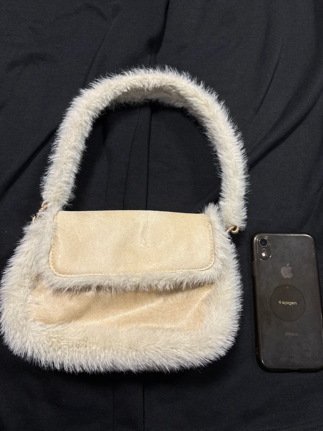 Cream Faux Fur Shoulder Bag - photo 3