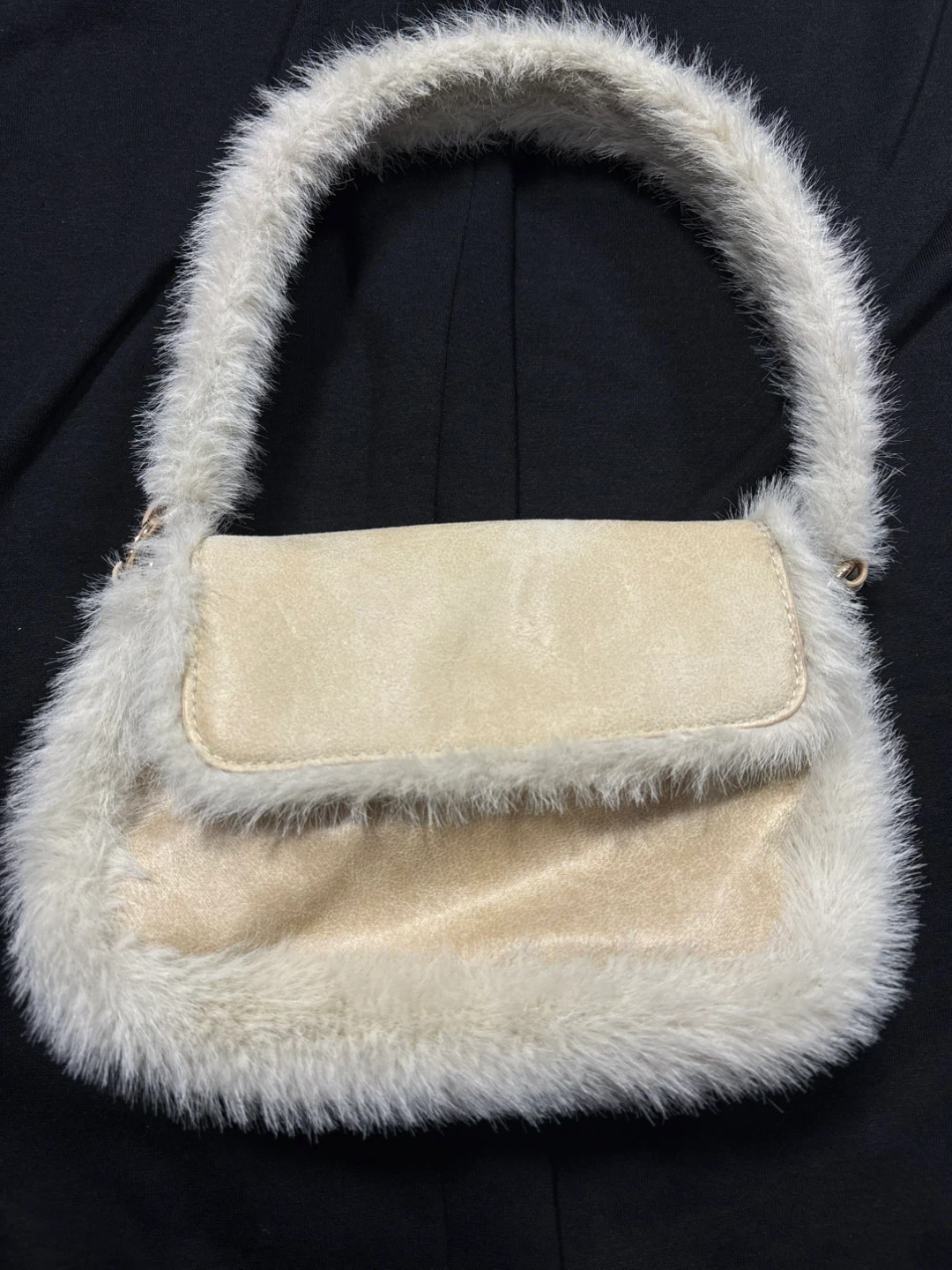 Cream Faux Fur Shoulder Bag - photo 2