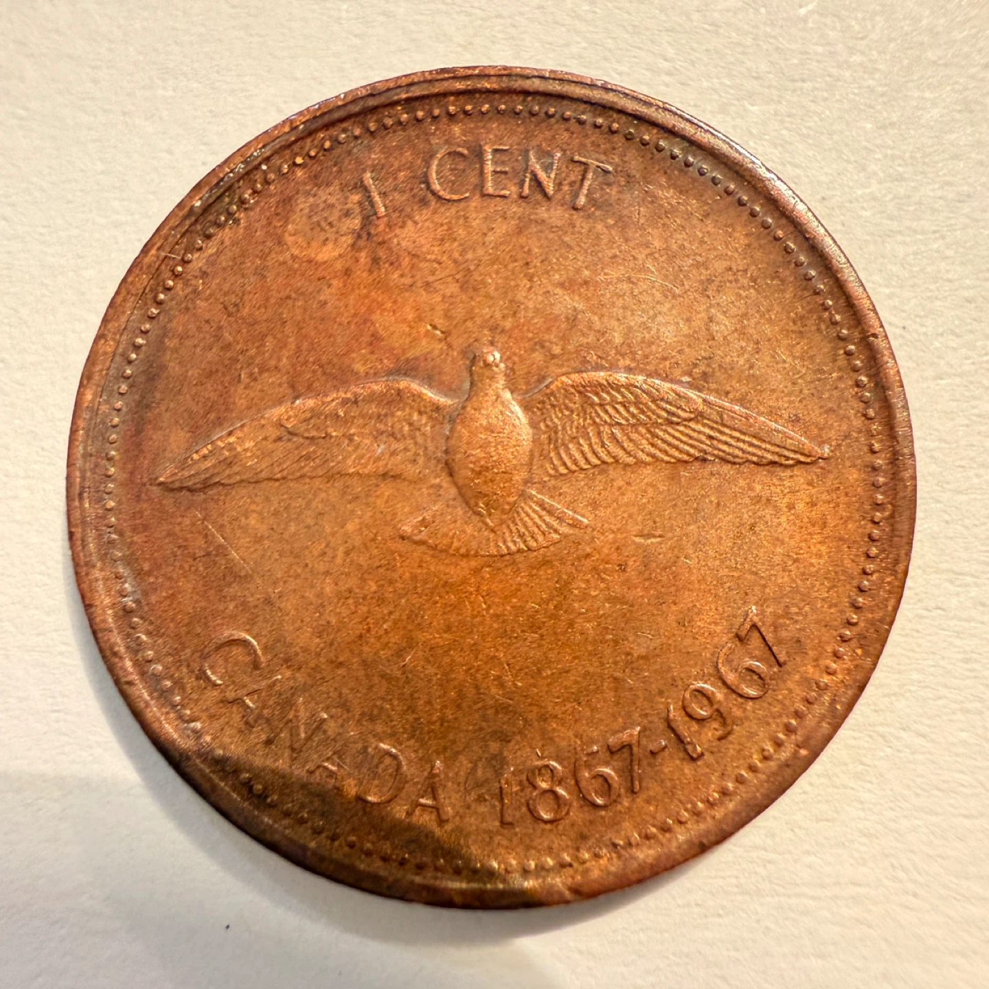 1967 Canada 1 Cent Coin - Centennial XF - VF