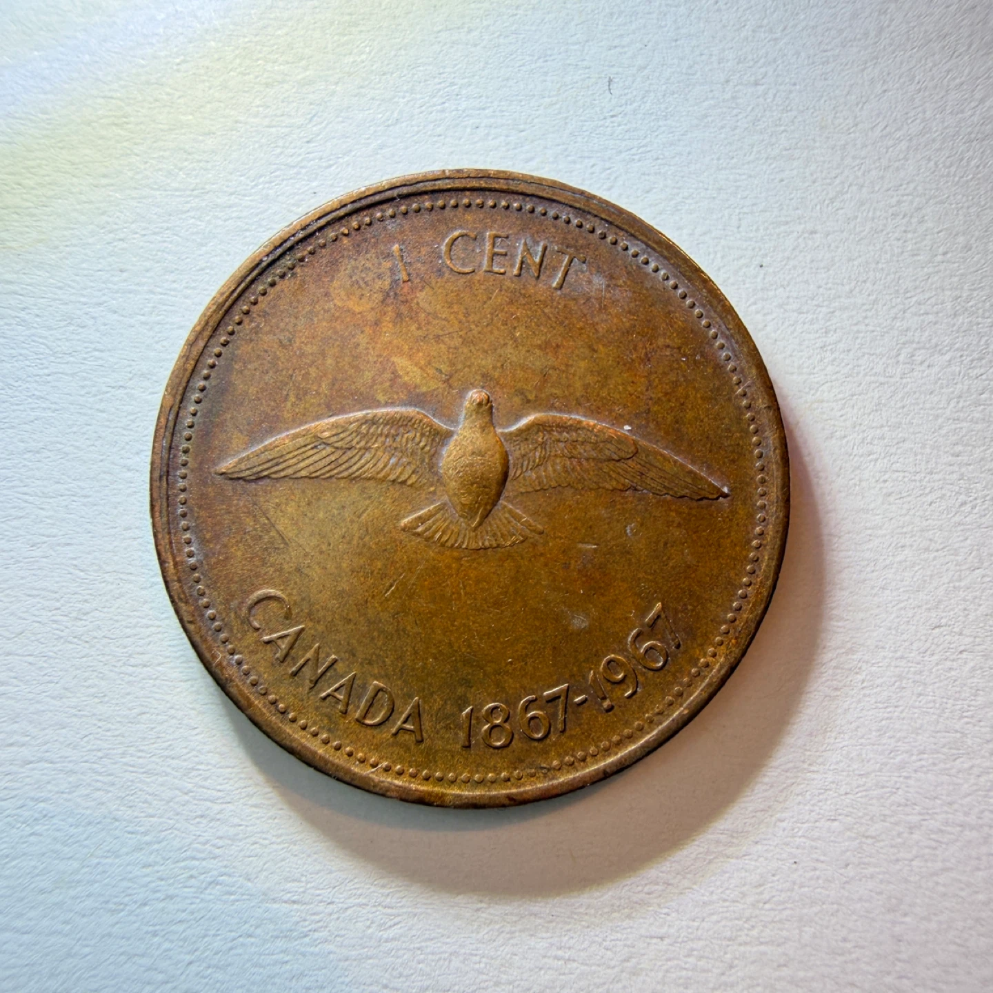 1967 Canada 1 Cent Coin - Centennial XF - VF - photo 3
