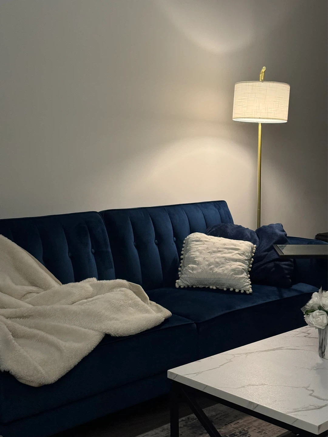Blue Velvet Sofa Bed - photo 2