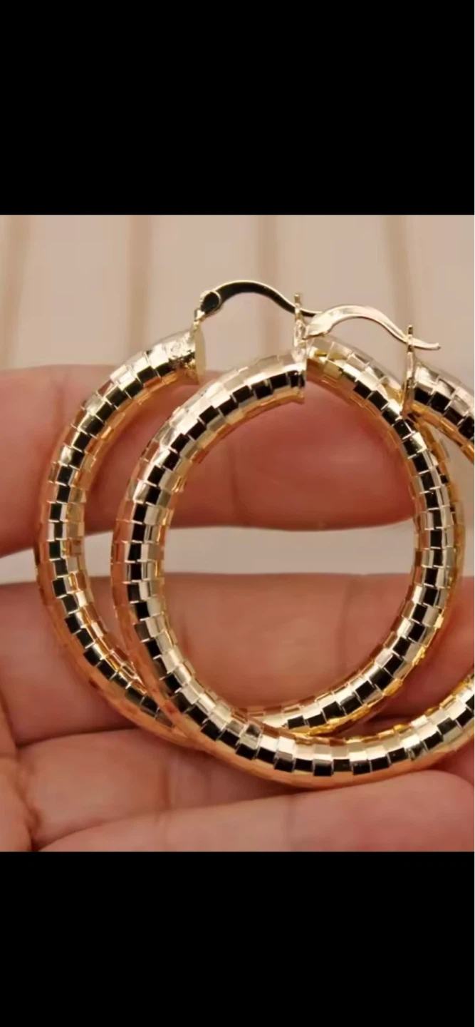 Gold Tone Hoop Earrings and Bracelet Set