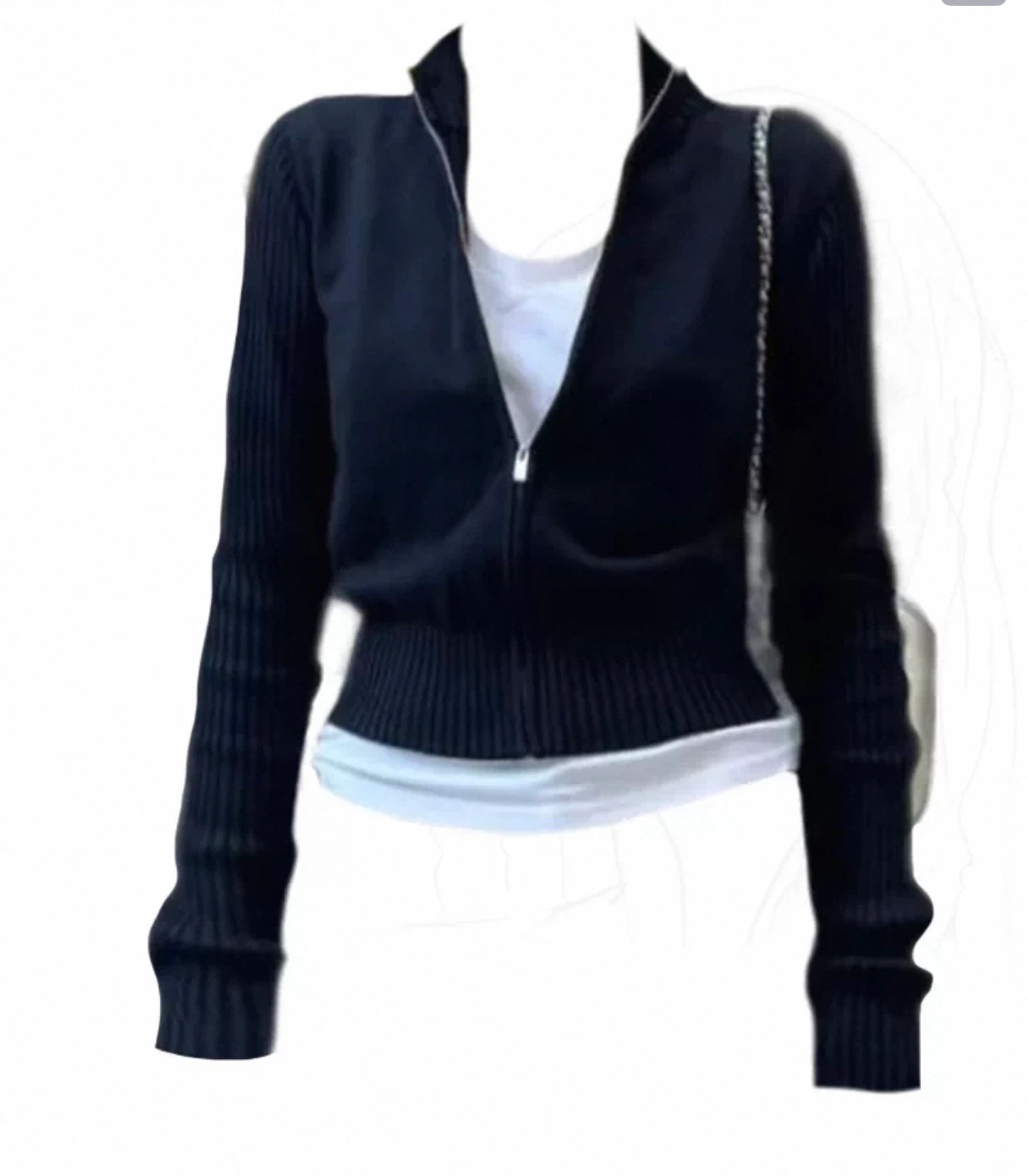 Black zip-up cardigan