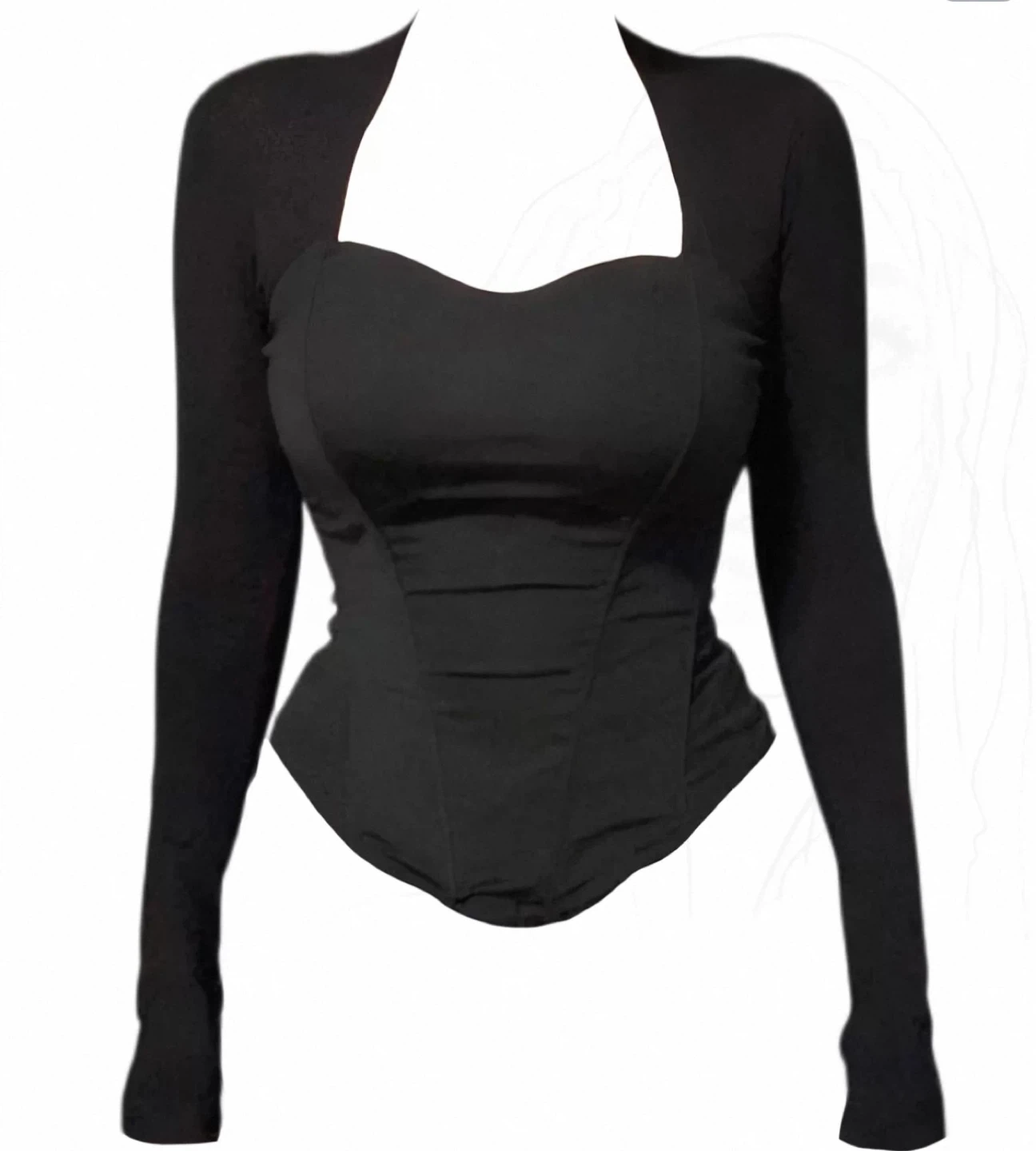 Black Corset Top with Long Sleeves