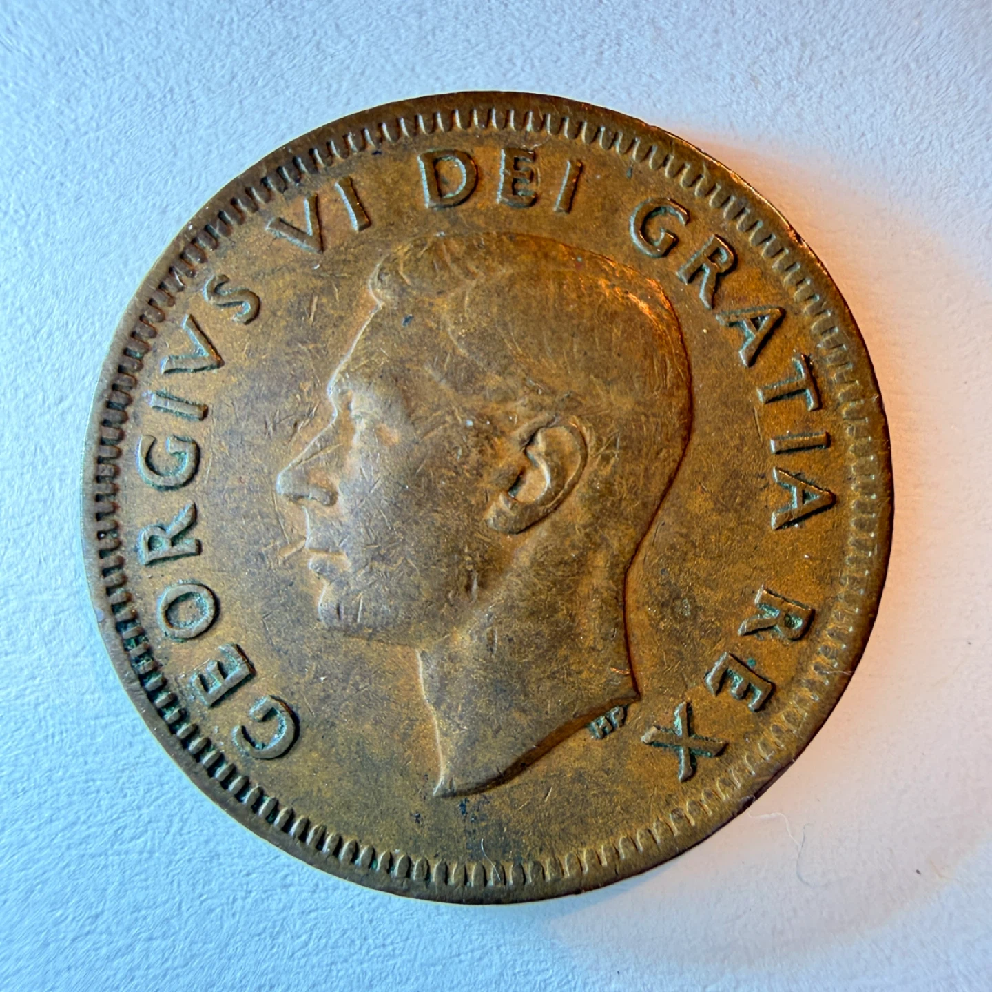 1952 Canadian 1 Cent Coin - PVC damage - Acetone cleaned - photo 4