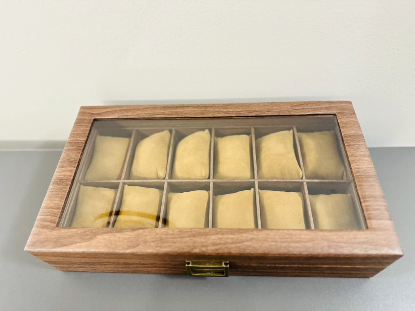 12-Slot Wooden Watch Display Case with Glass Top - photo 4