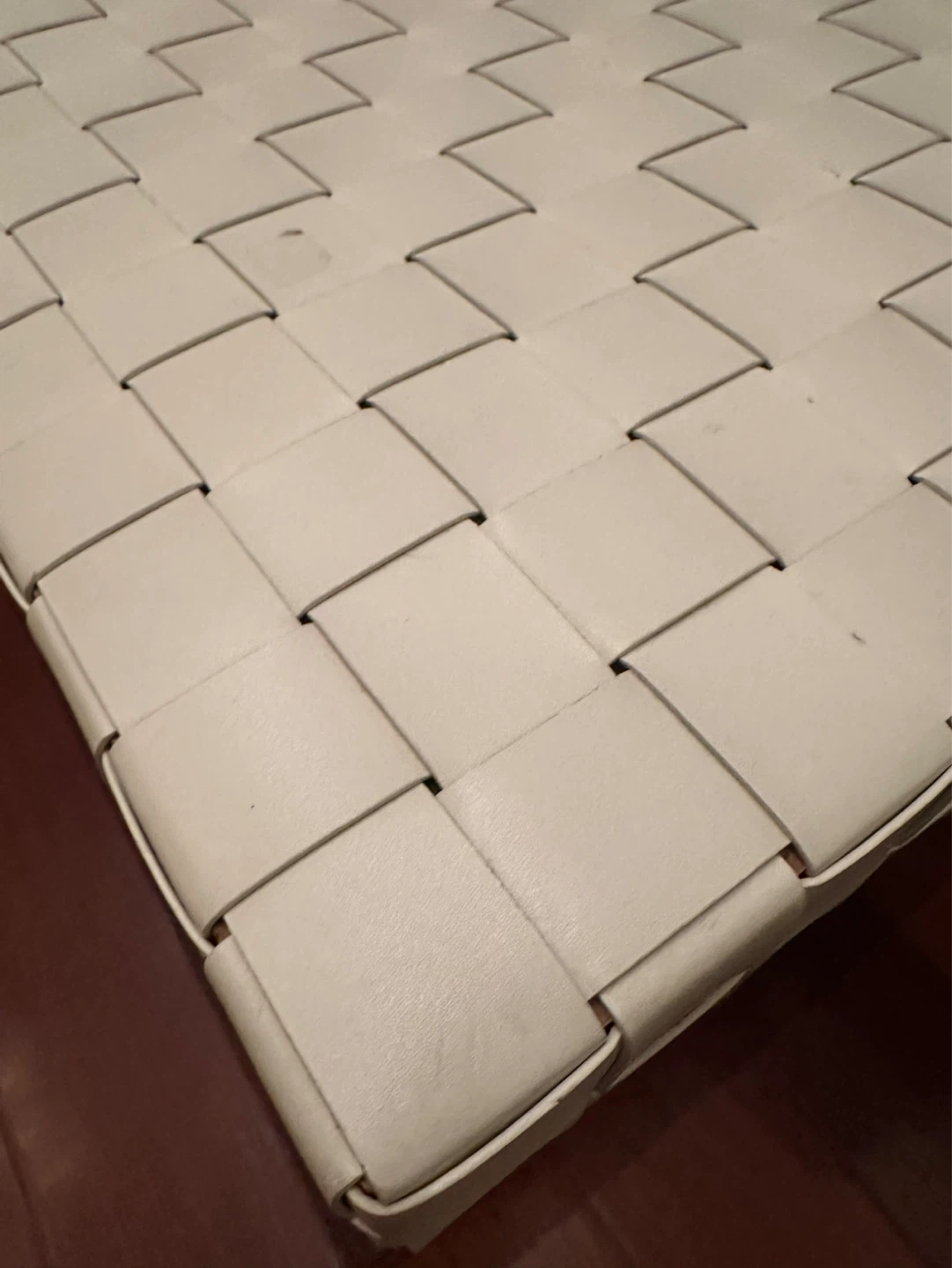 White Woven Bench with Chrome Legs - photo 2