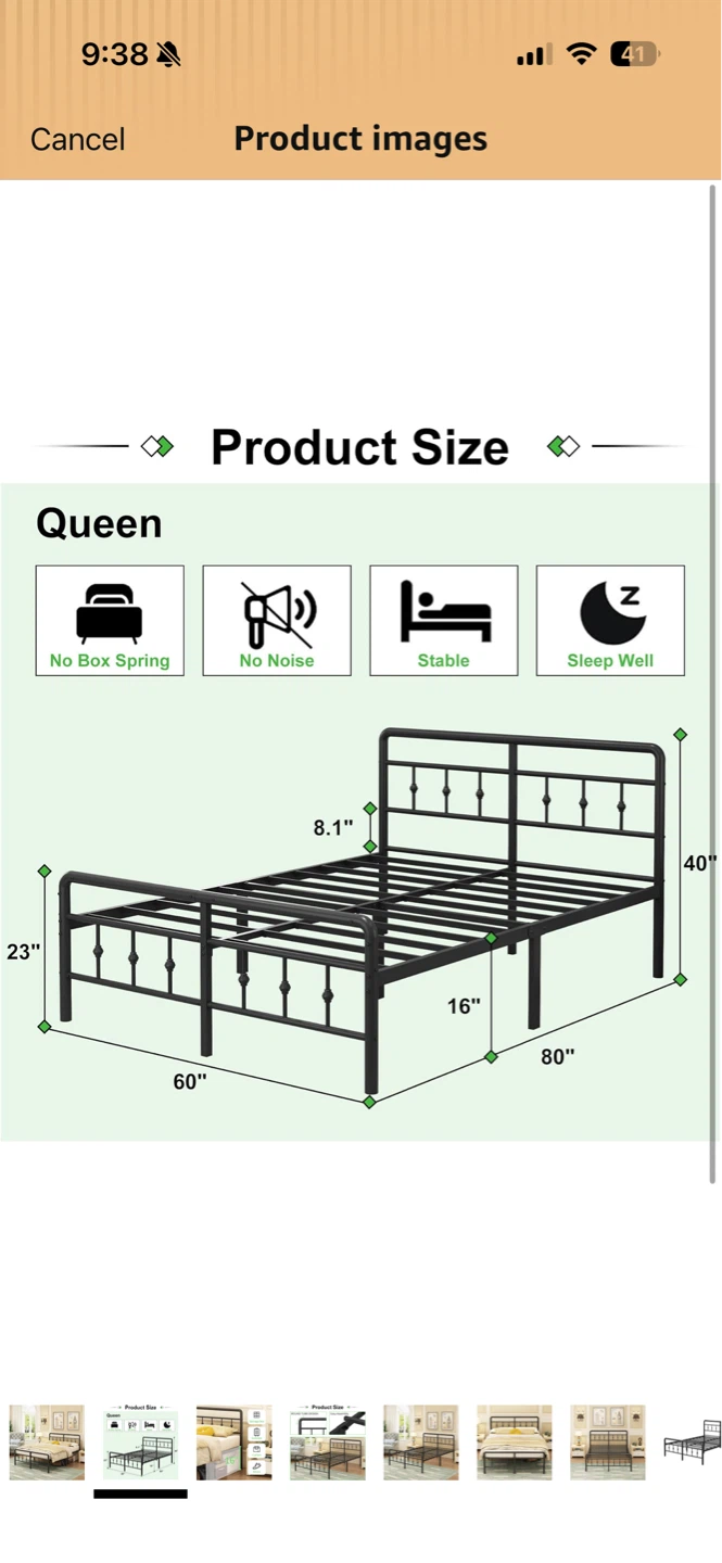 Queen Metal Bed Frame with Headboard and Footboard - photo 2