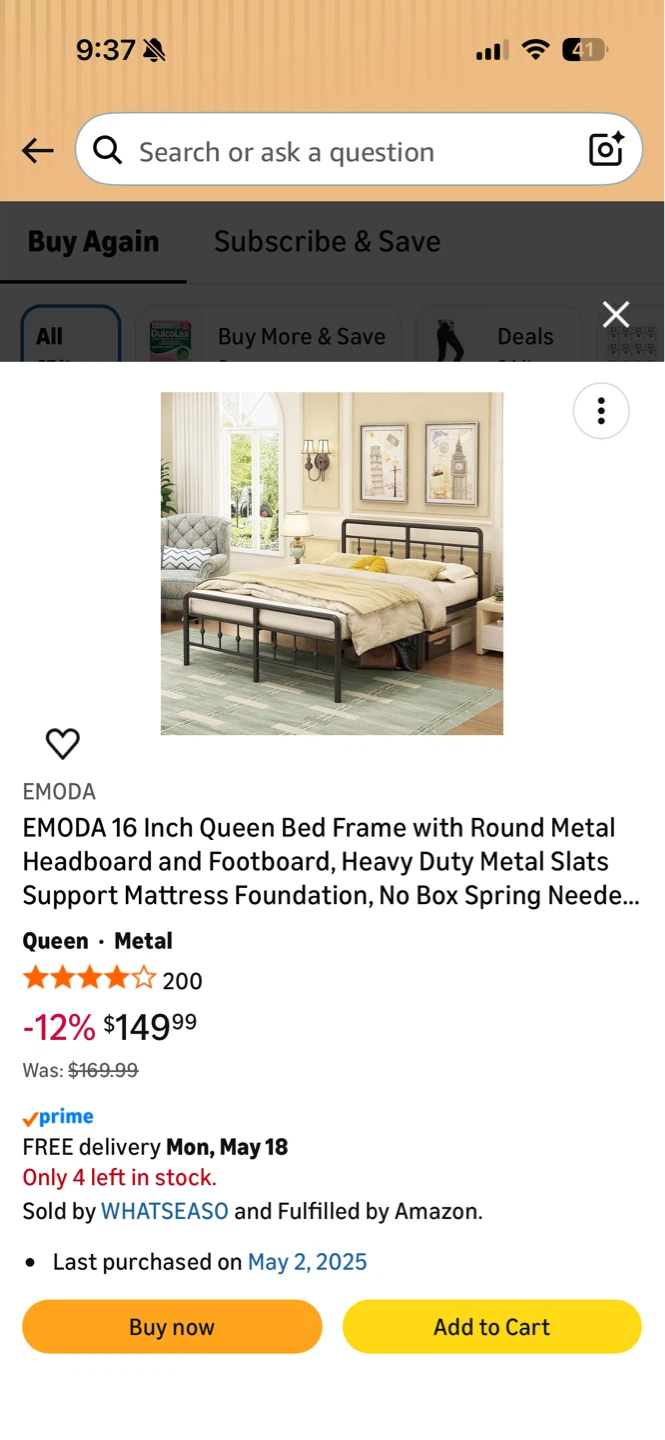 Queen Metal Bed Frame with Headboard and Footboard - photo 3