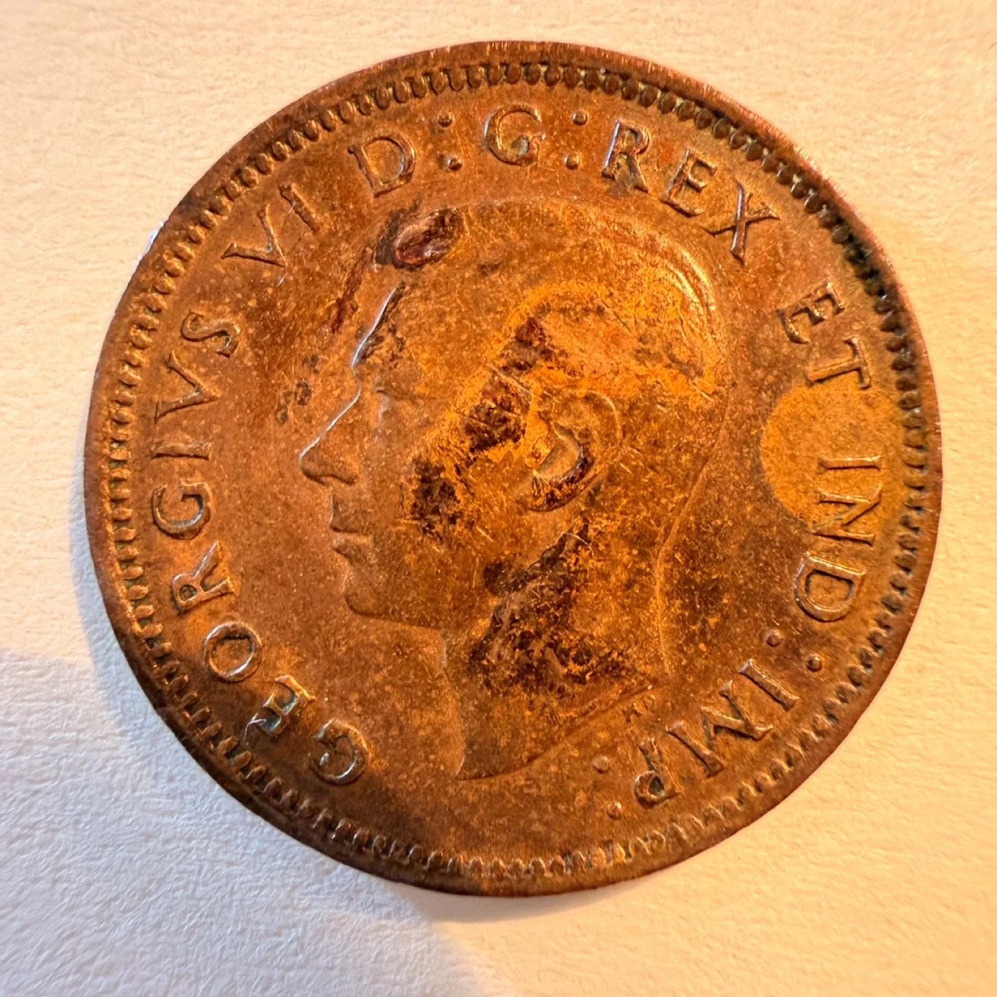 1946 Canadian 1 CCoin-nice toning - acetone cleaned PVC damage - photo 2