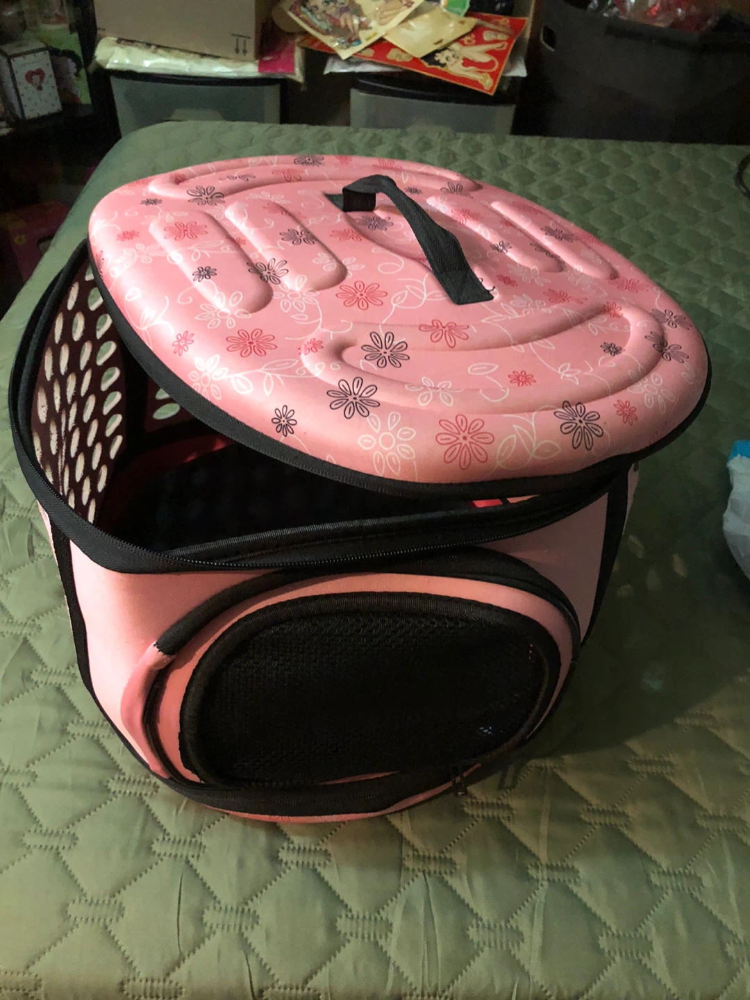 Pink Pet Carrier Bag with Flower Design - photo 2