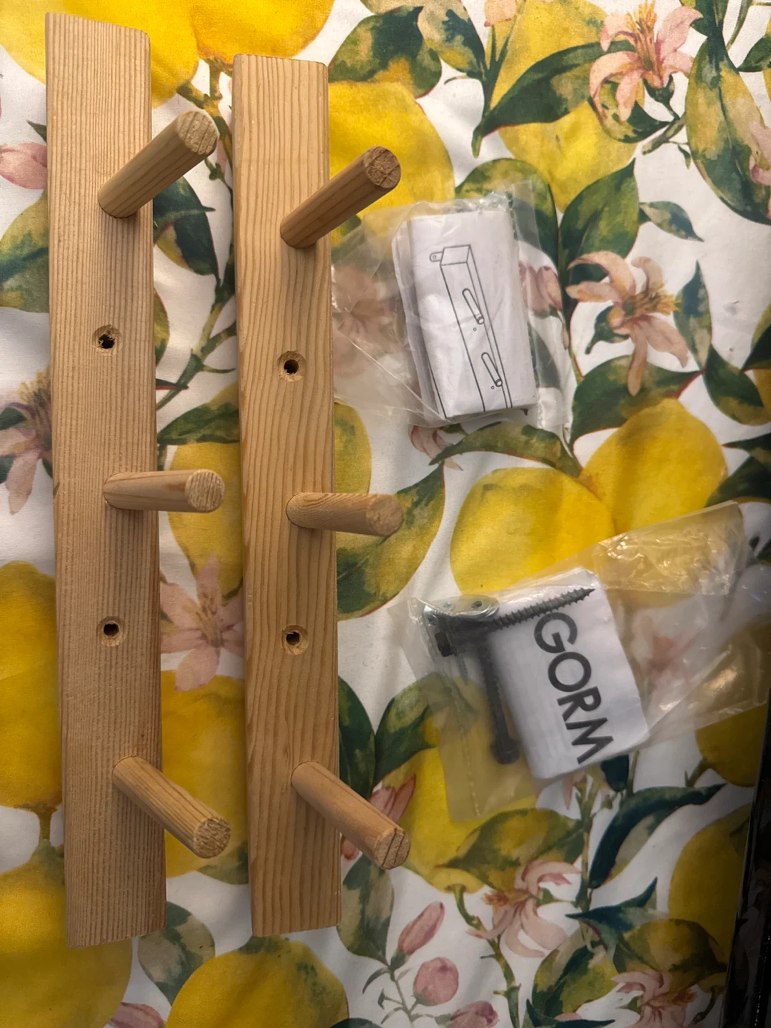 Ikea Wooden Peg Rail Wall Organizer- set of two