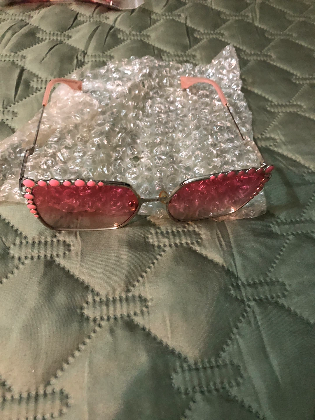 Pink Embellished Oversized Square Sunglasses - photo 2