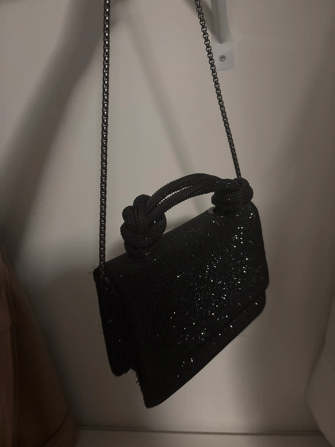 Black Sparkly Handbag with Chain Strap - photo 2