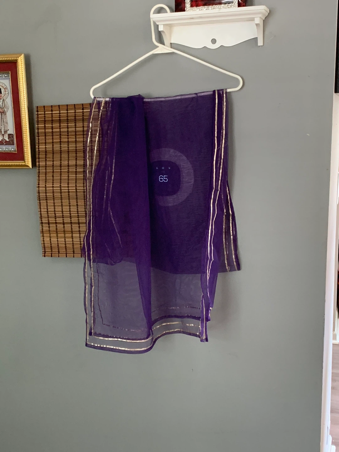 Purple Sheer Dupatta with Gold Trim