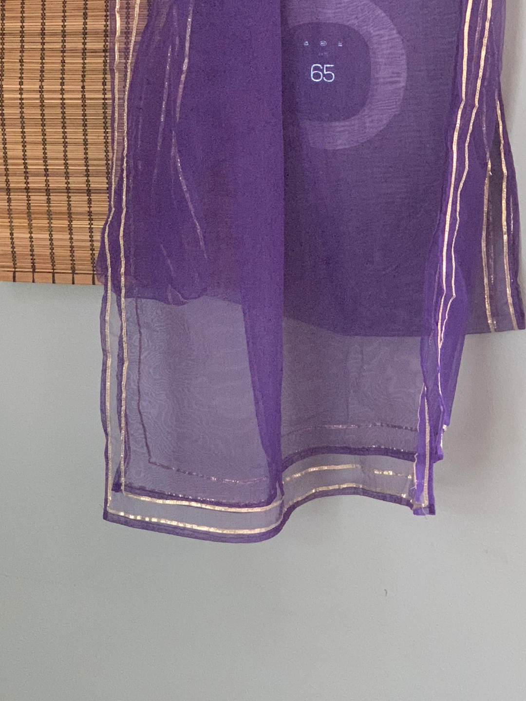 Purple Sheer Dupatta with Gold Trim - photo 3