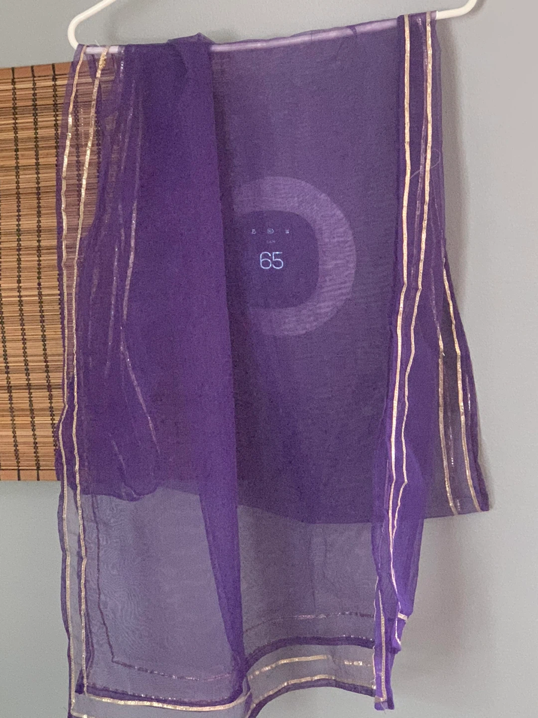 Purple Sheer Dupatta with Gold Trim - photo 2