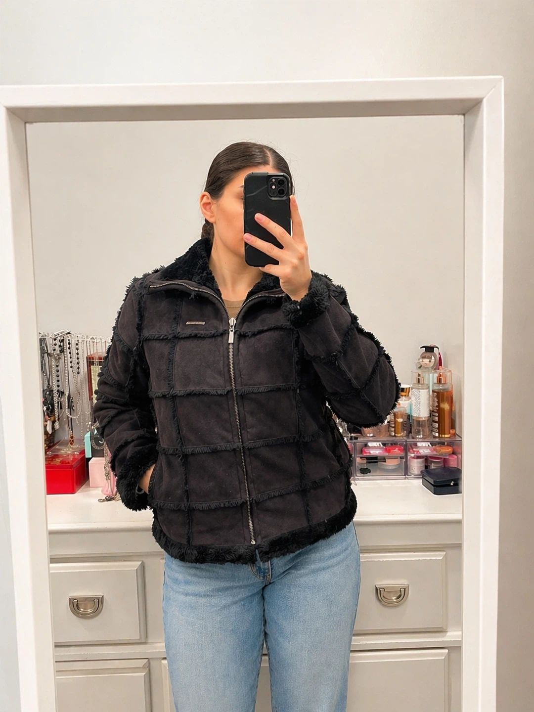 Vintage Y2K Suede Sherpa Shearling Women’s Jacket
