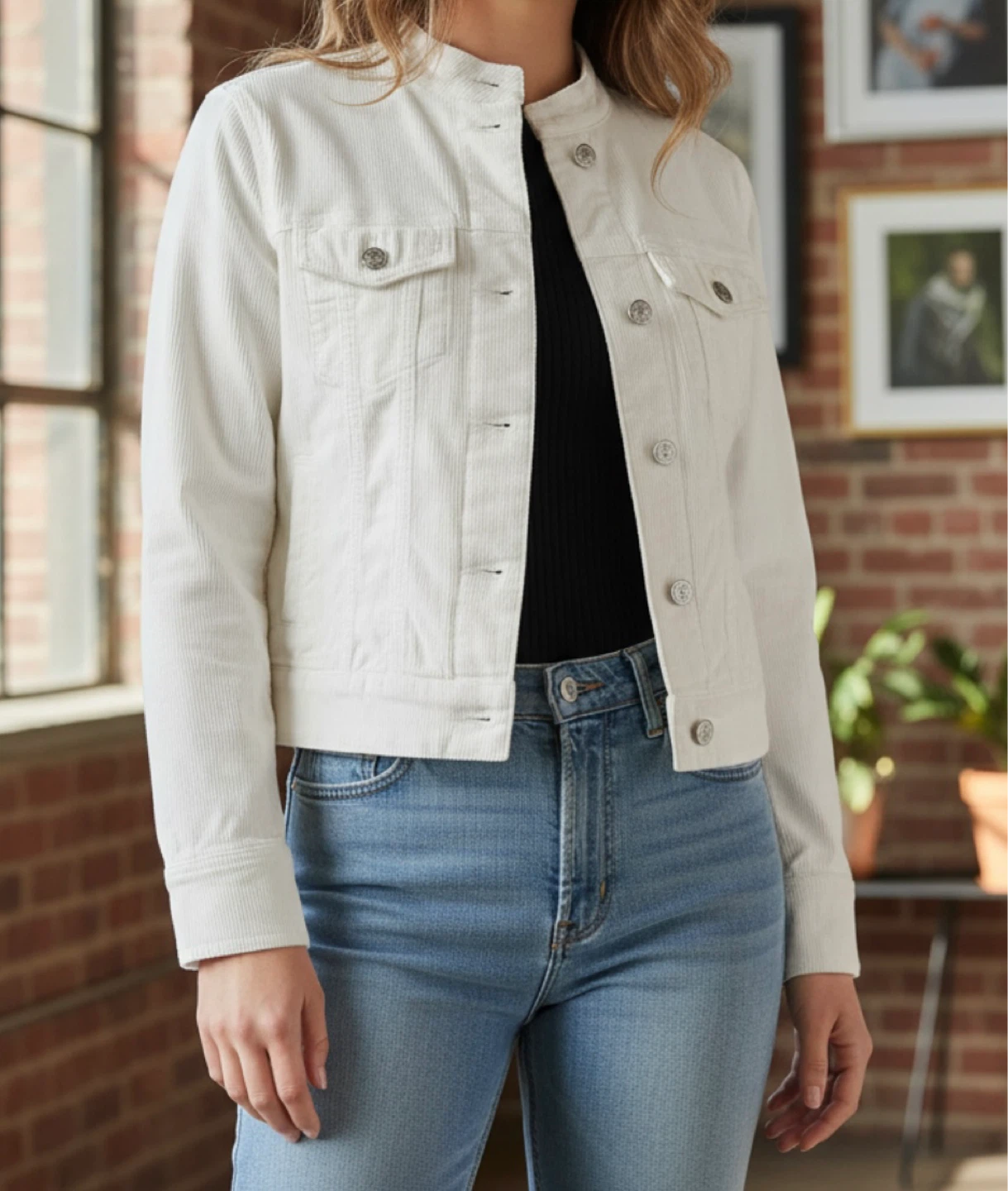 J Crew White Cropped Corduroy Jacket XS - photo 2