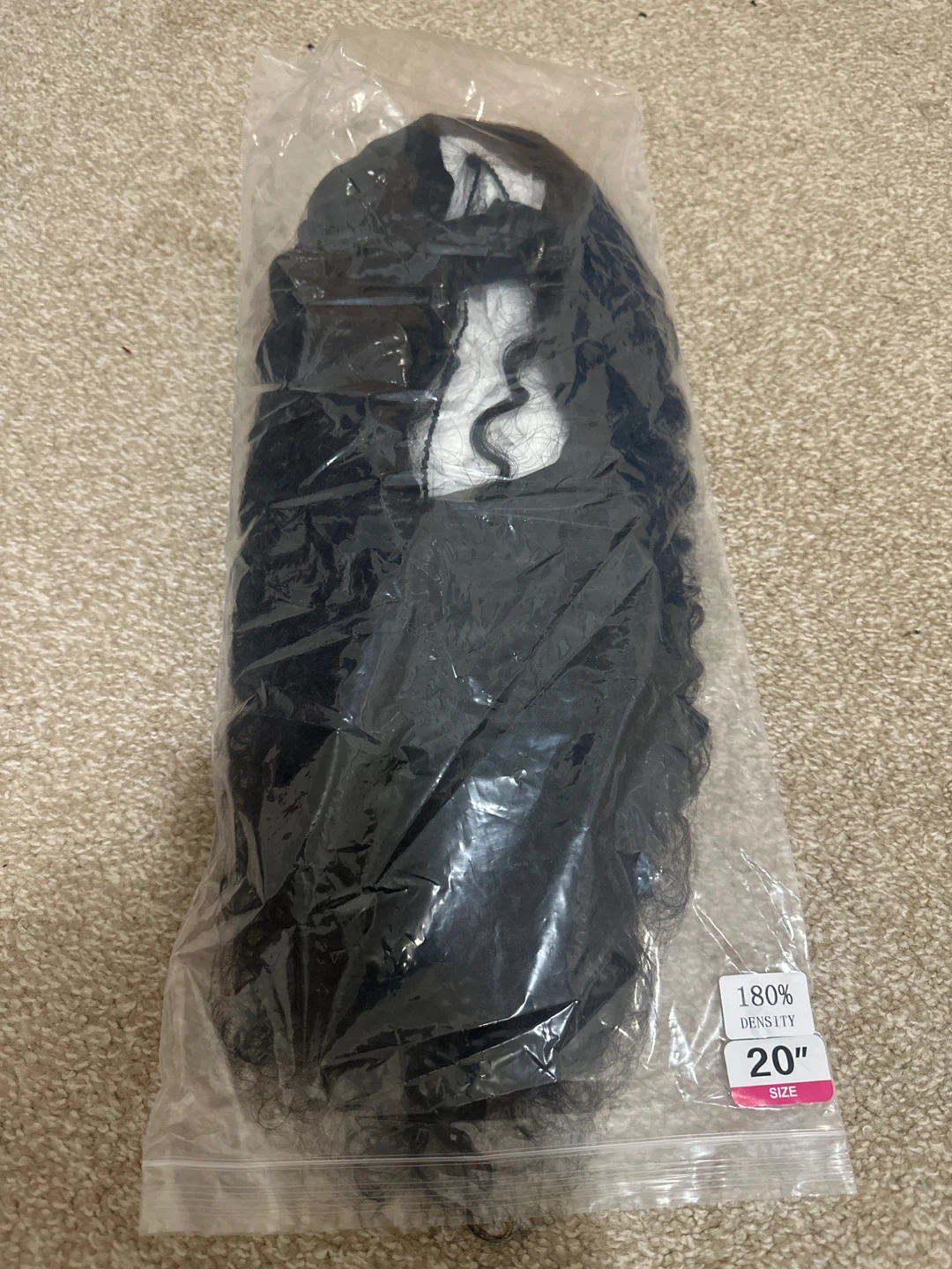 20" Black Curly Wig