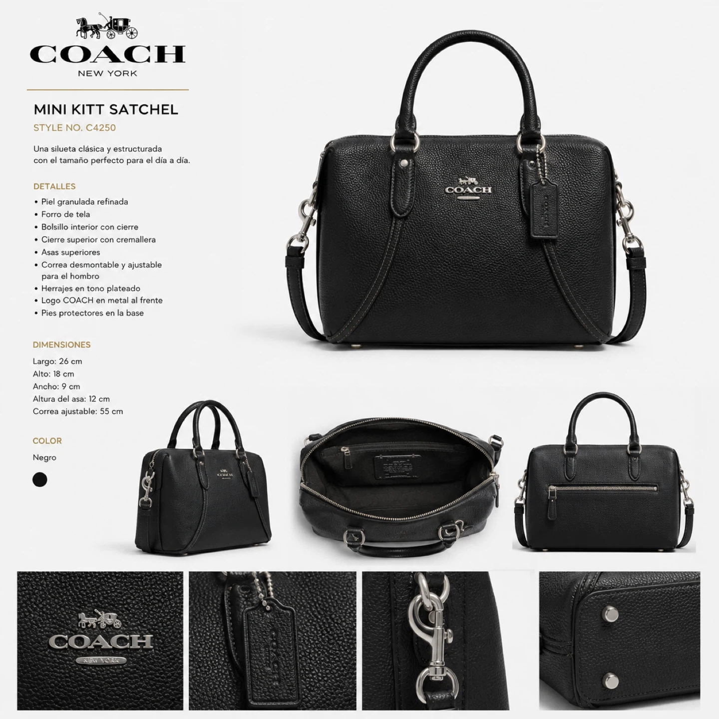 Coach Mini Kitt Satchel - Black - photo 2