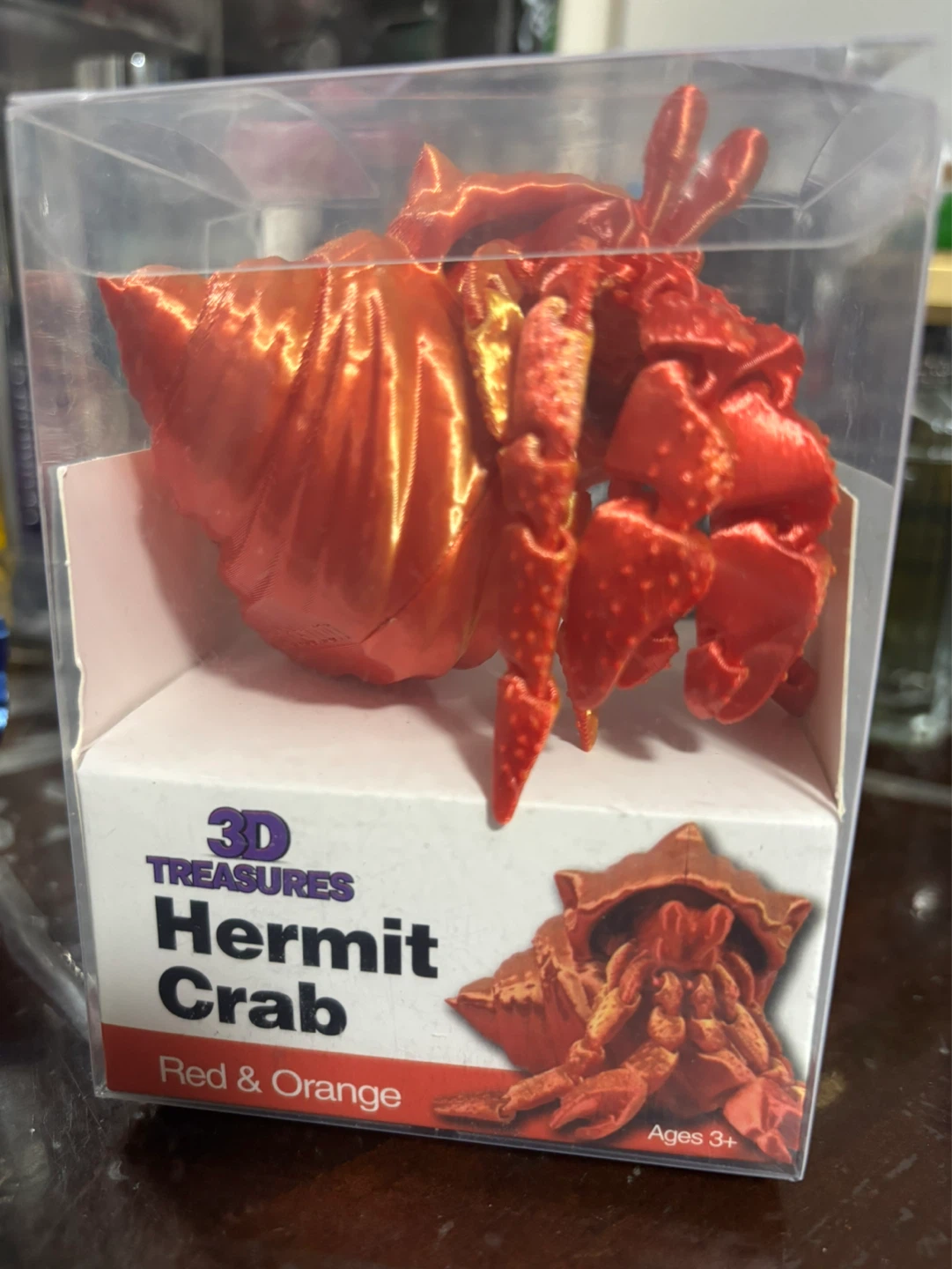 3D Treasures Hermit Crab Toy - Red & Orange
