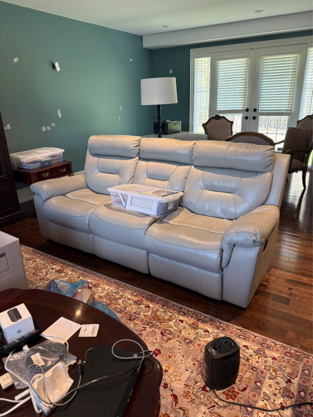 Leather 3 Seater Manual Reclining Couch
