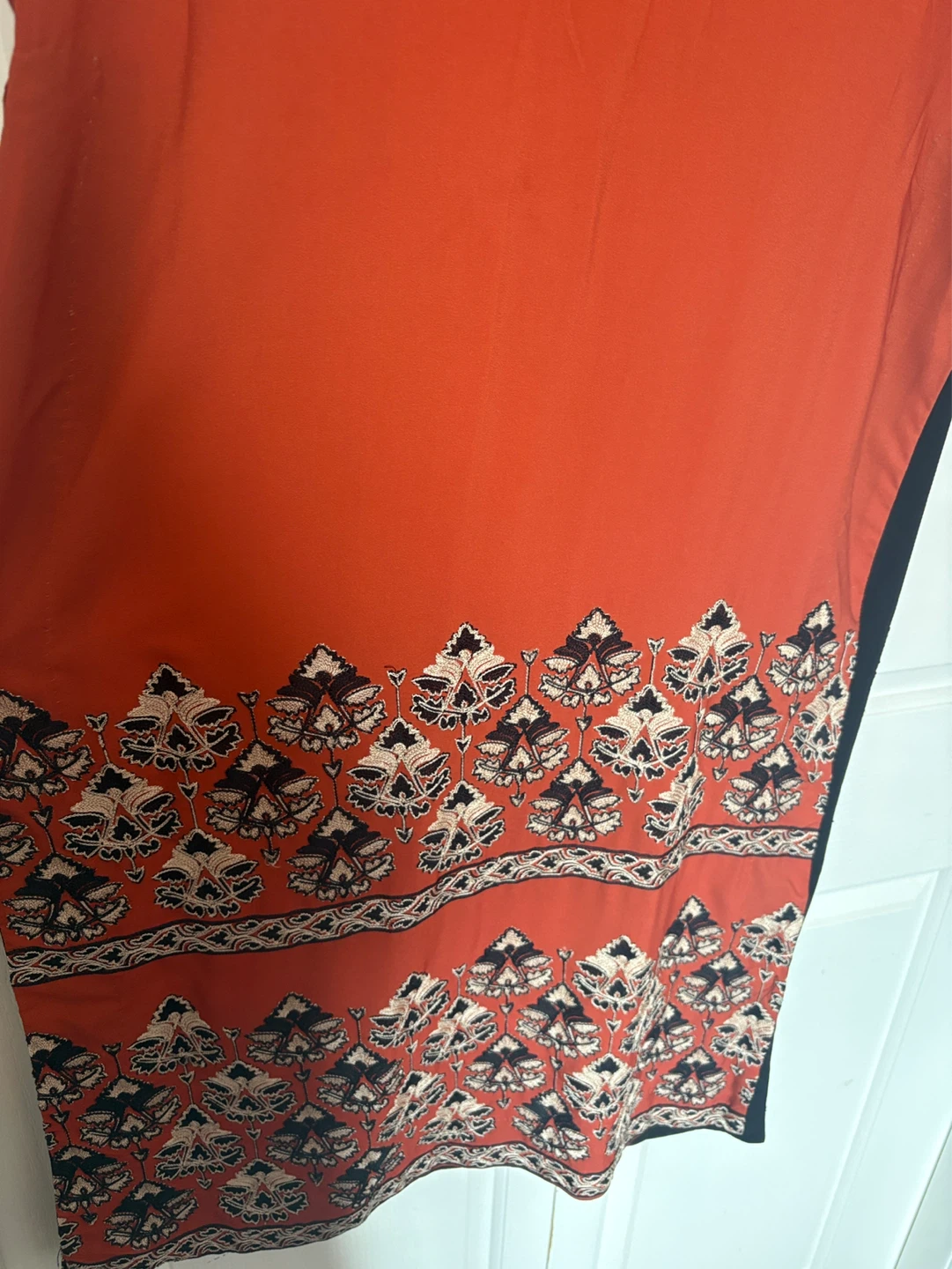 Orange Kurta with Embroidered Hem - photo 2