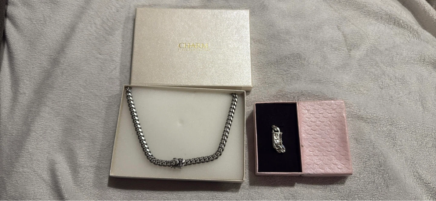 Silver necklace and bracelet matching set OBO