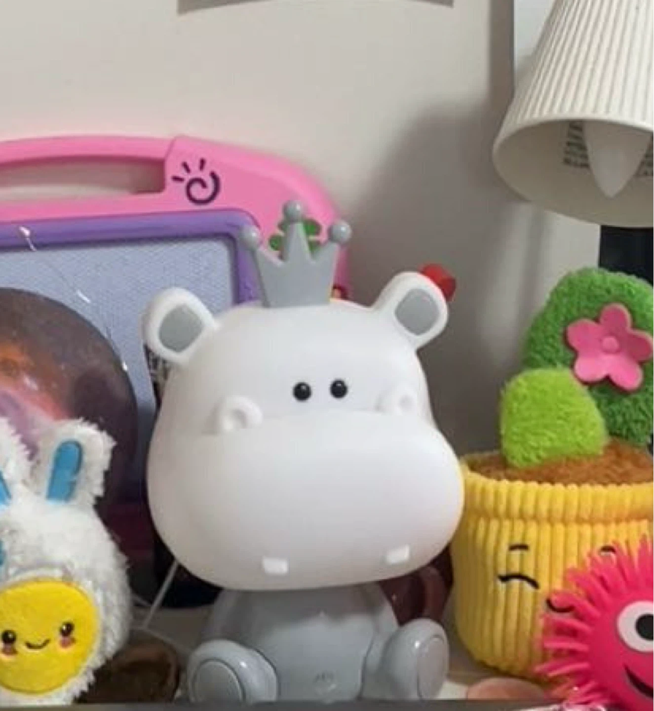 Cute Hippo Night Light with Crown