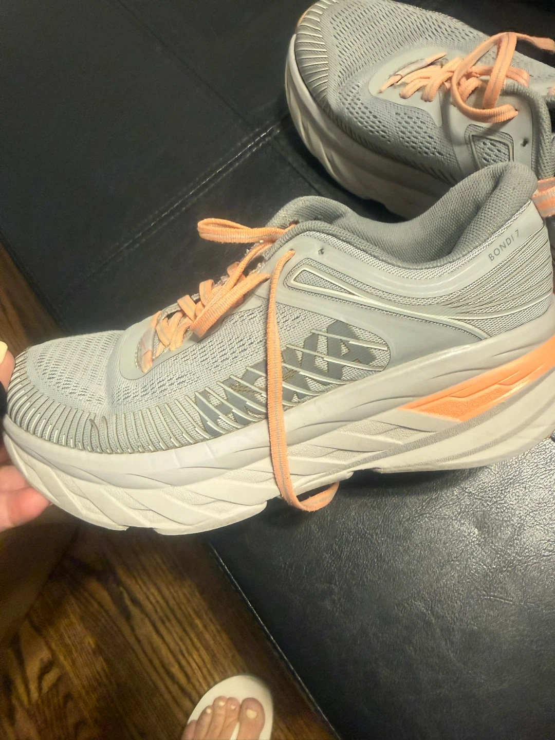 Hoka Bondi 7 Running Shoes - Women's US 8 - Grey/Peach - photo 3