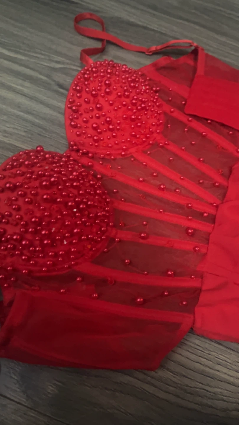 Fashion Nova Red Beaded Corset Gown - photo 3