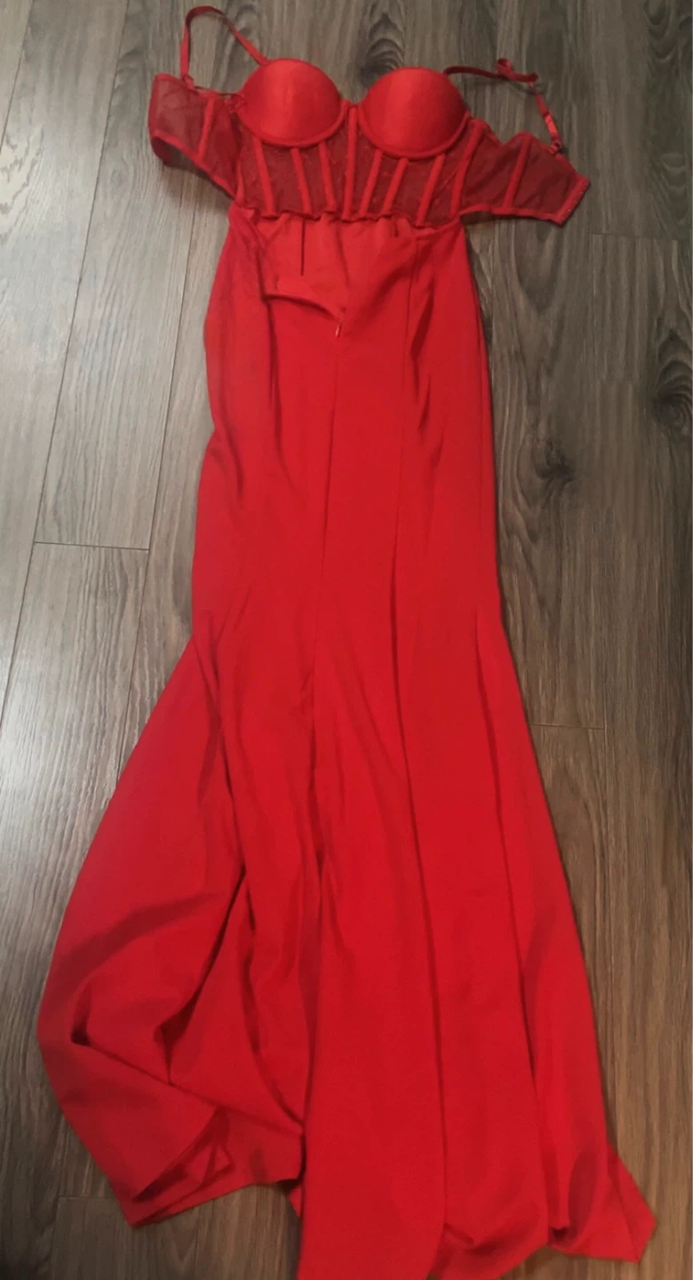 Fashion Nova Red Beaded Corset Gown - photo 2