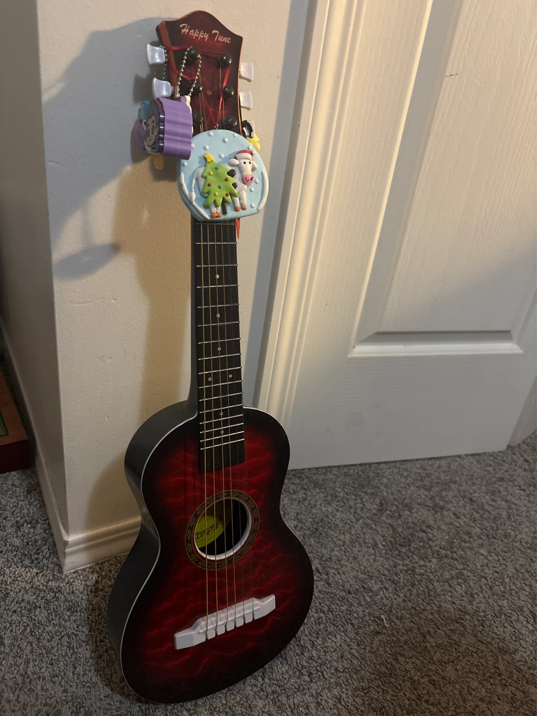 Happy Tune Acoustic Guitar with Christmas Ornament