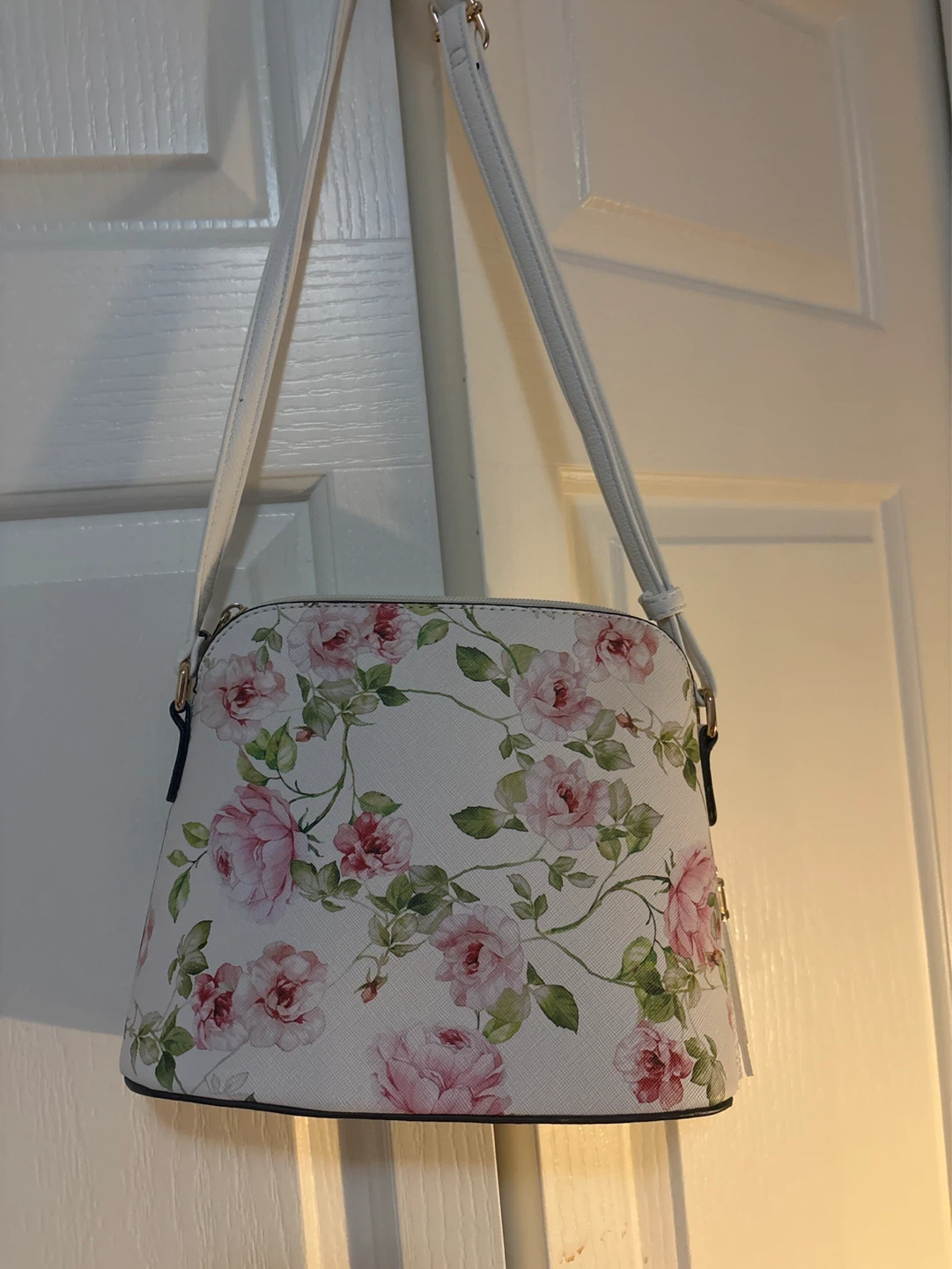 White dome crossbody bag with floral print - photo 5