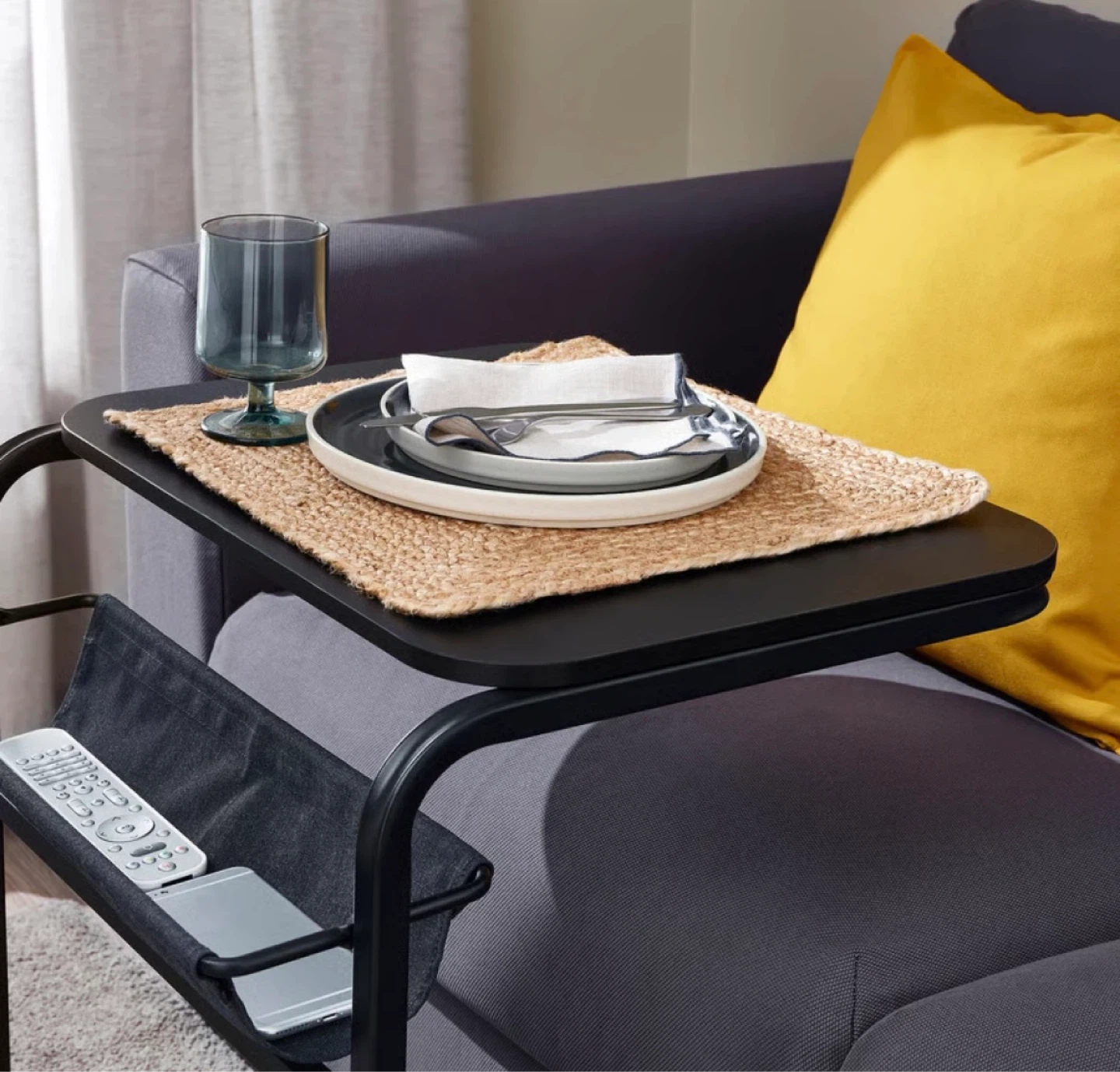 IKEA Side Table – Anthracite/Dark Grey (Sticker Removable)