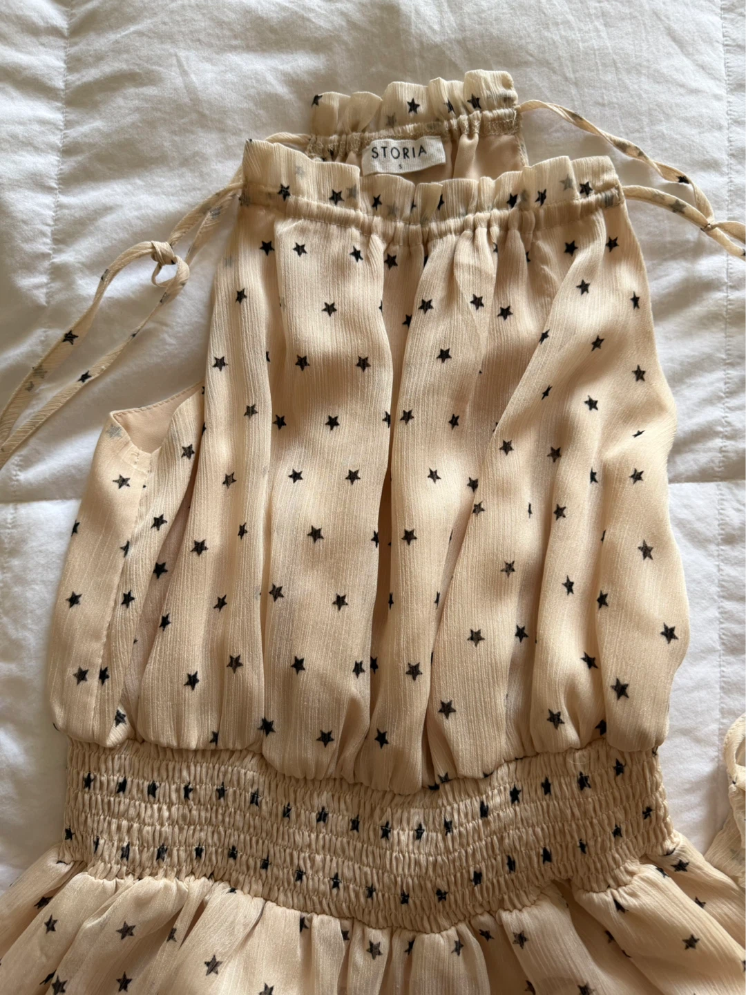 Storia Beige Star Print Mini Dress Size S - photo 3
