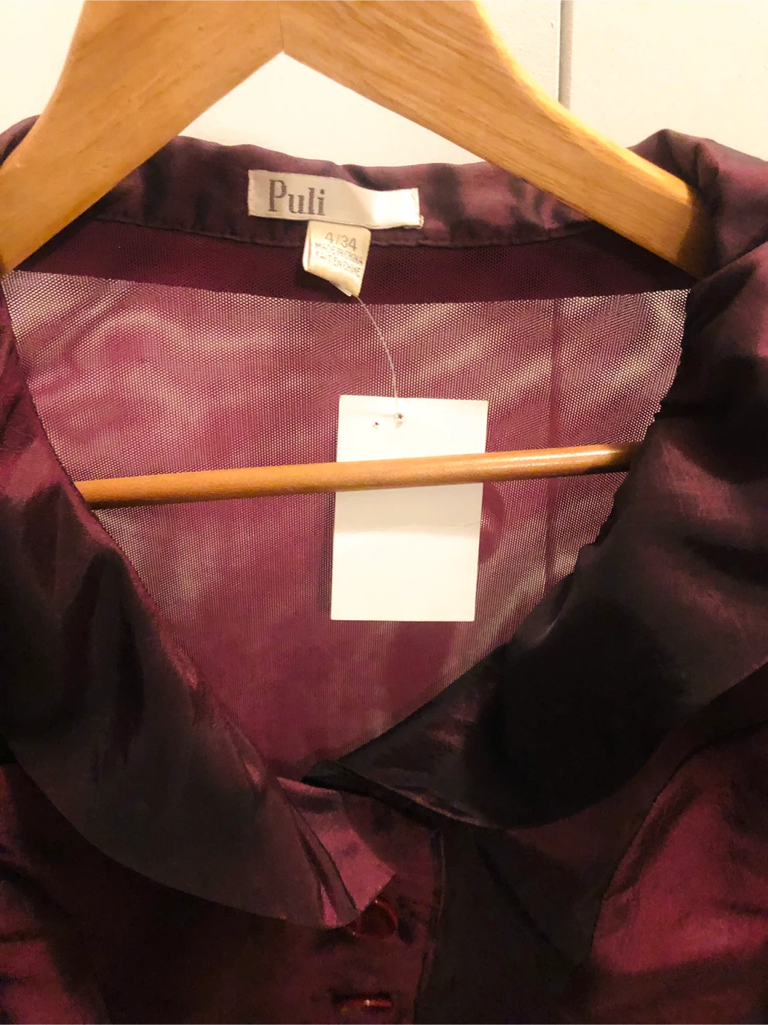NEW Puli Women's Burgundy Sheer Sleeve Blouse Size 4/34 - photo 3